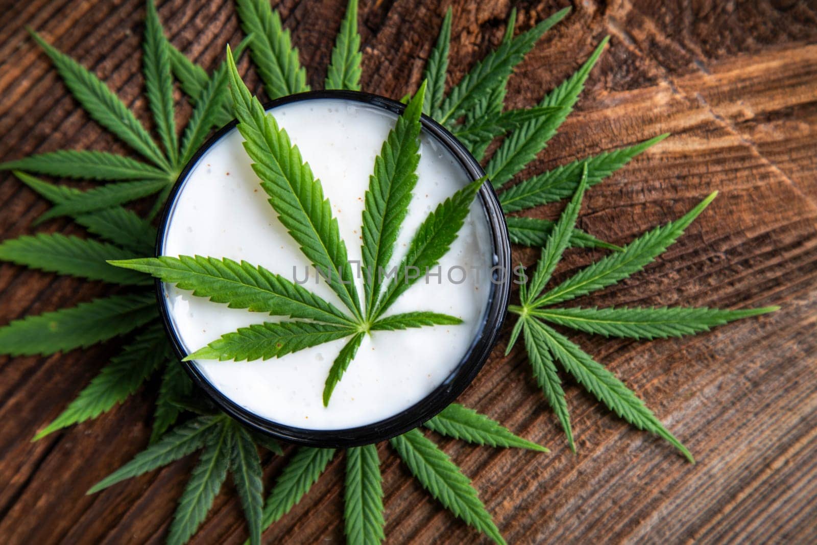 Cosmetics hemp, medical marijuana concept