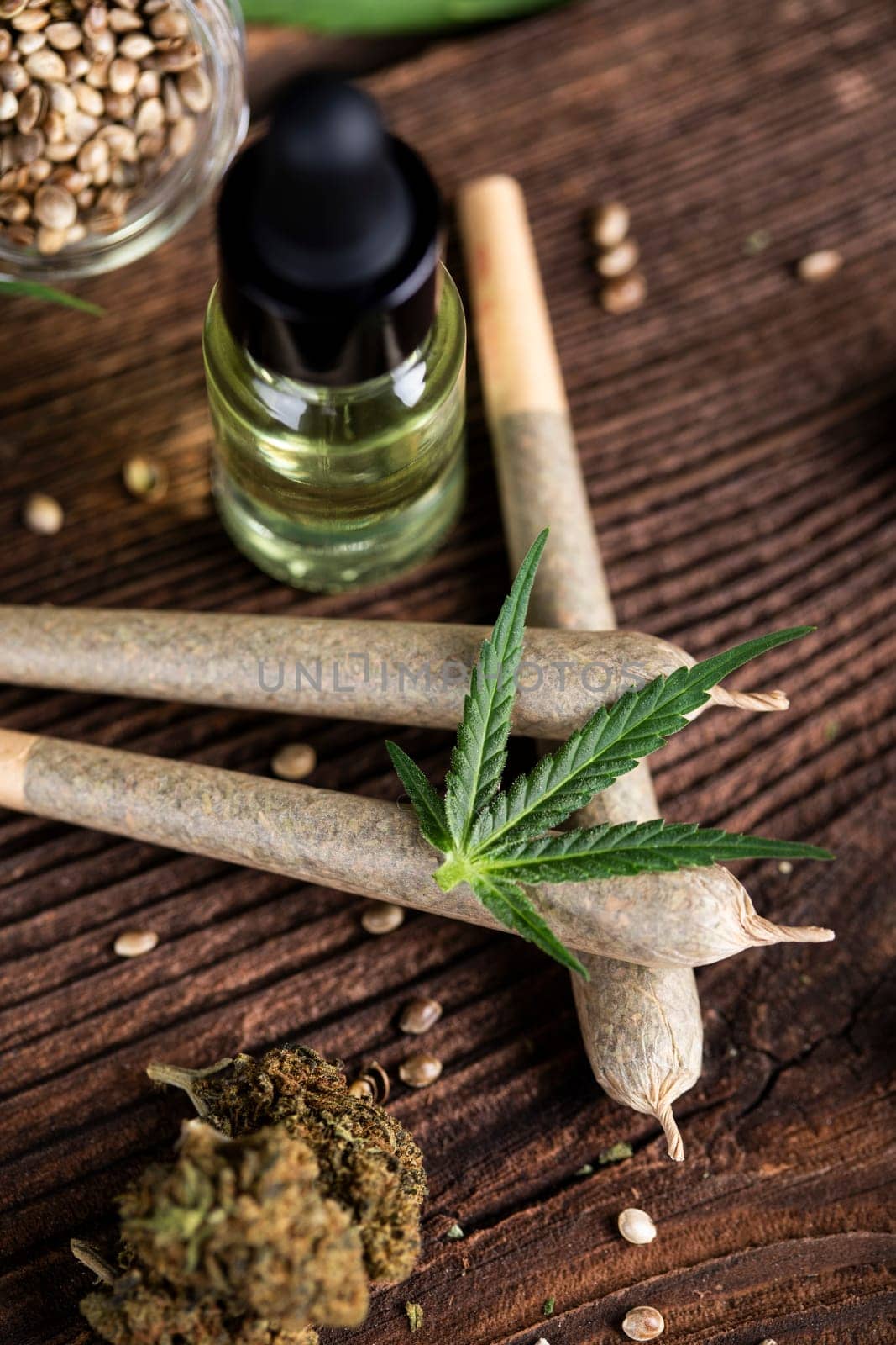 Blunt, cannabis and medical marijuana bud , cbd