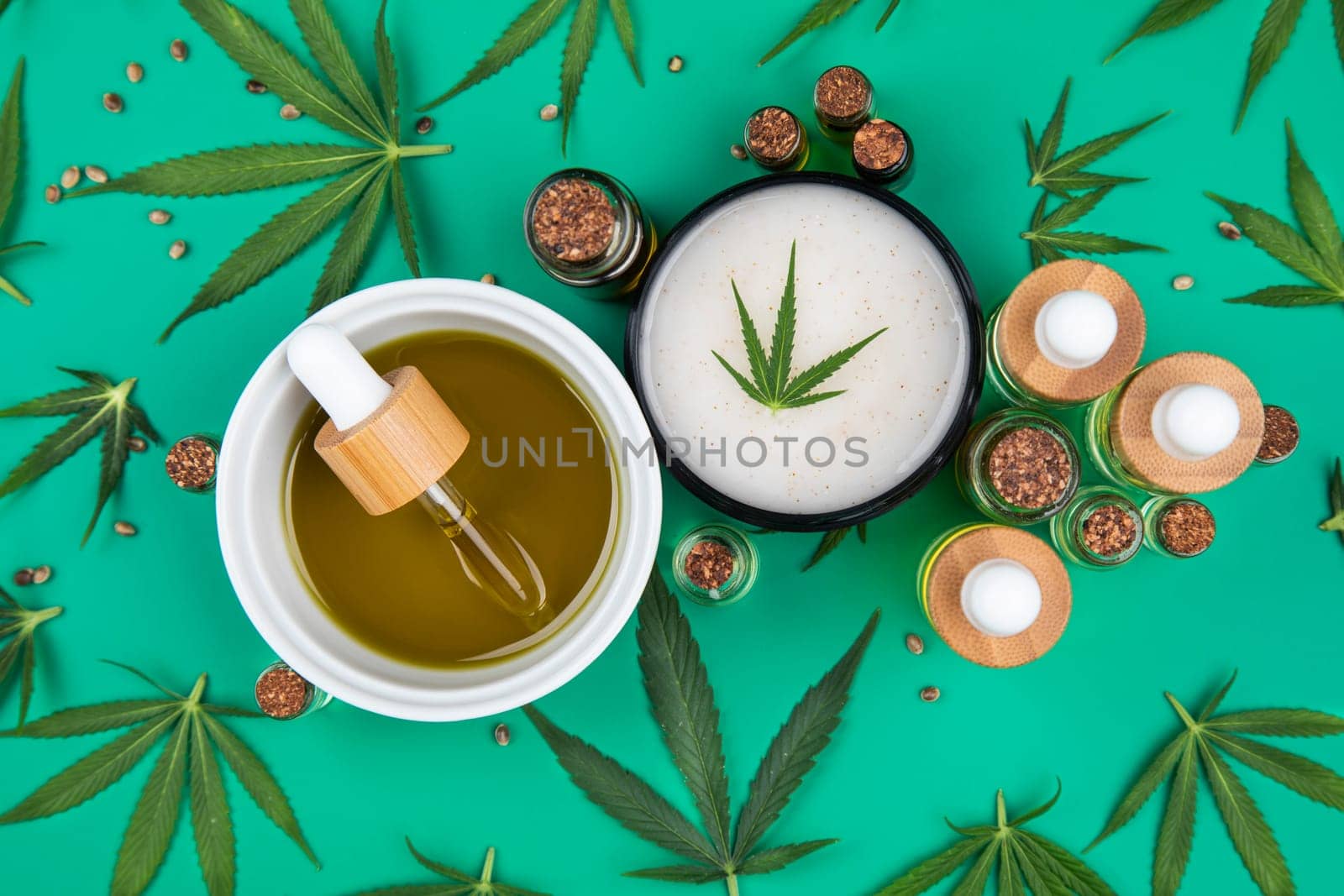Cosmetics hemp, medical marijuana concept