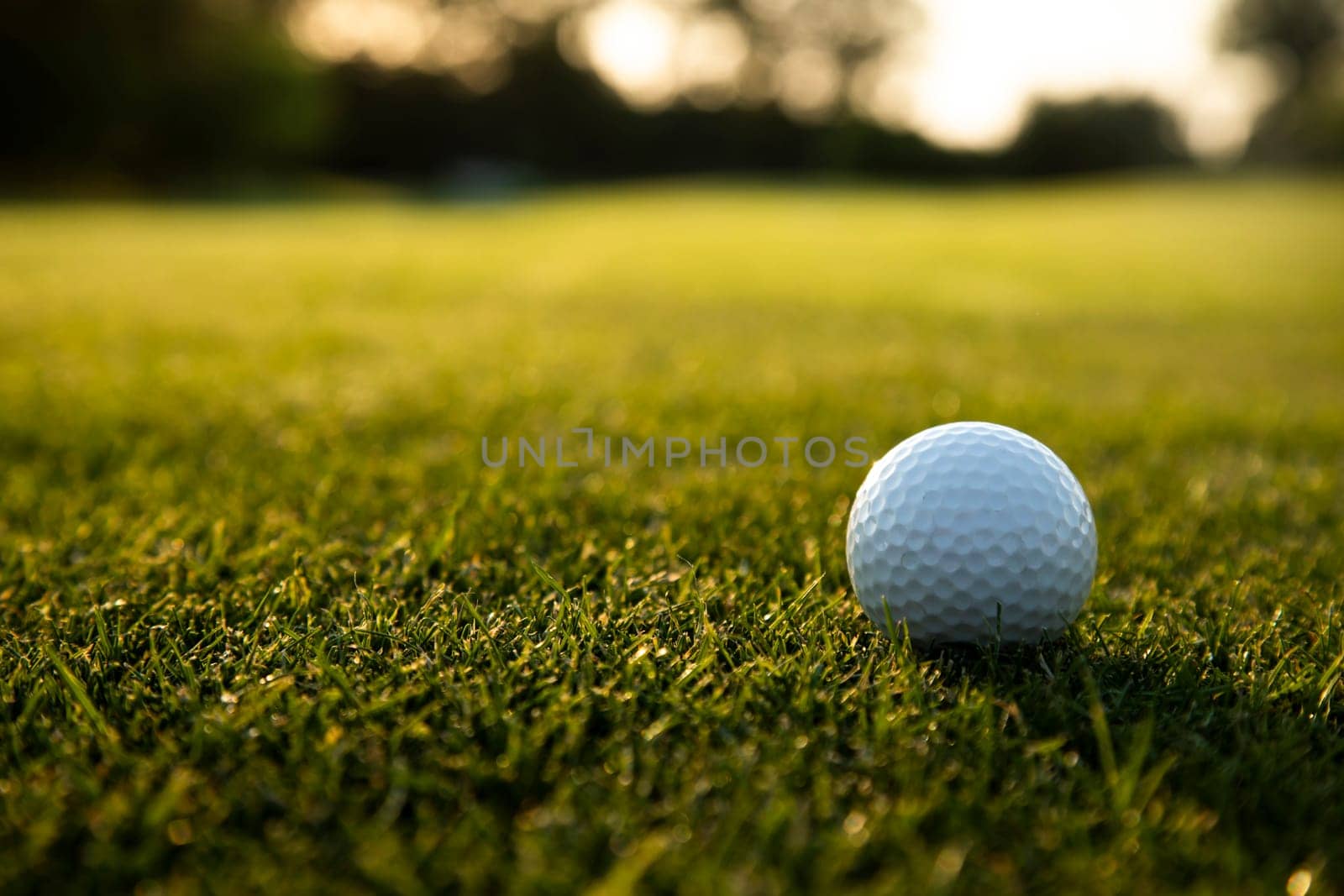 Golf course with ball and grass