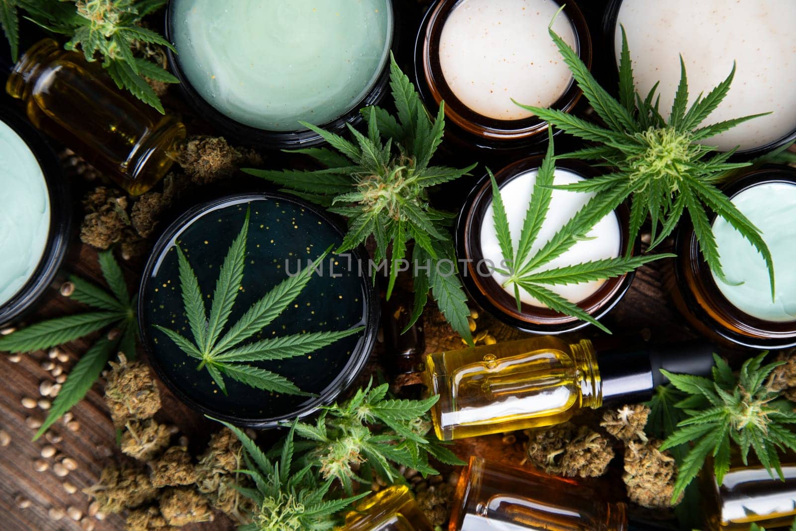 Cannabis cosmetics oil and medical marijuana