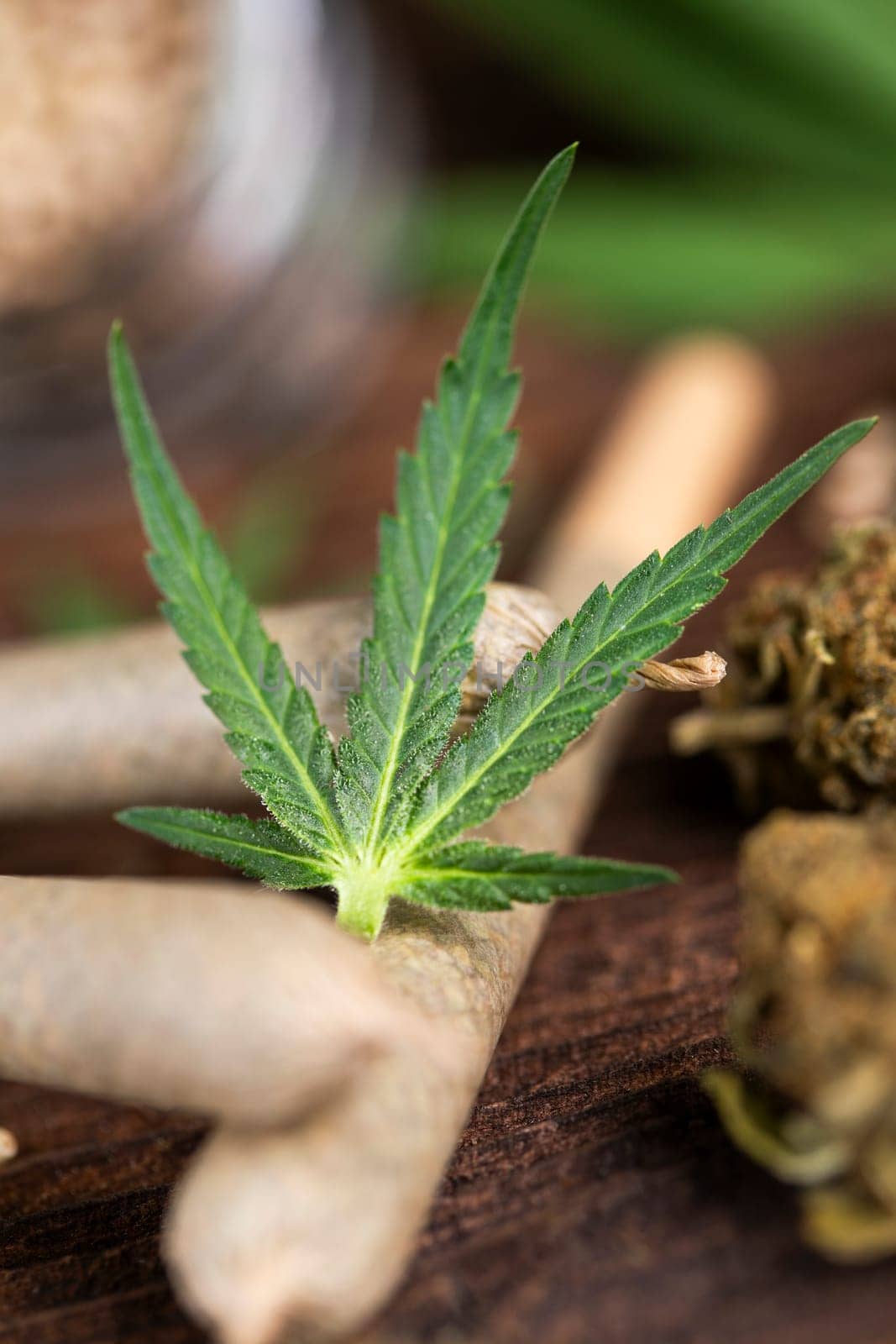 Blunt, cannabis and medical marijuana bud , cbd