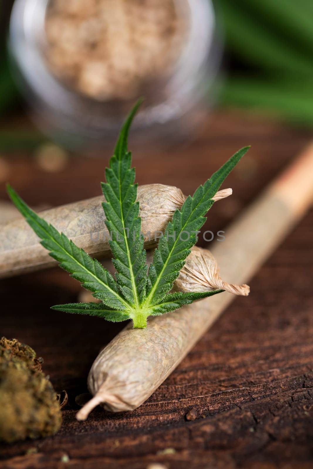 Blunt, cannabis and medical marijuana bud , cbd