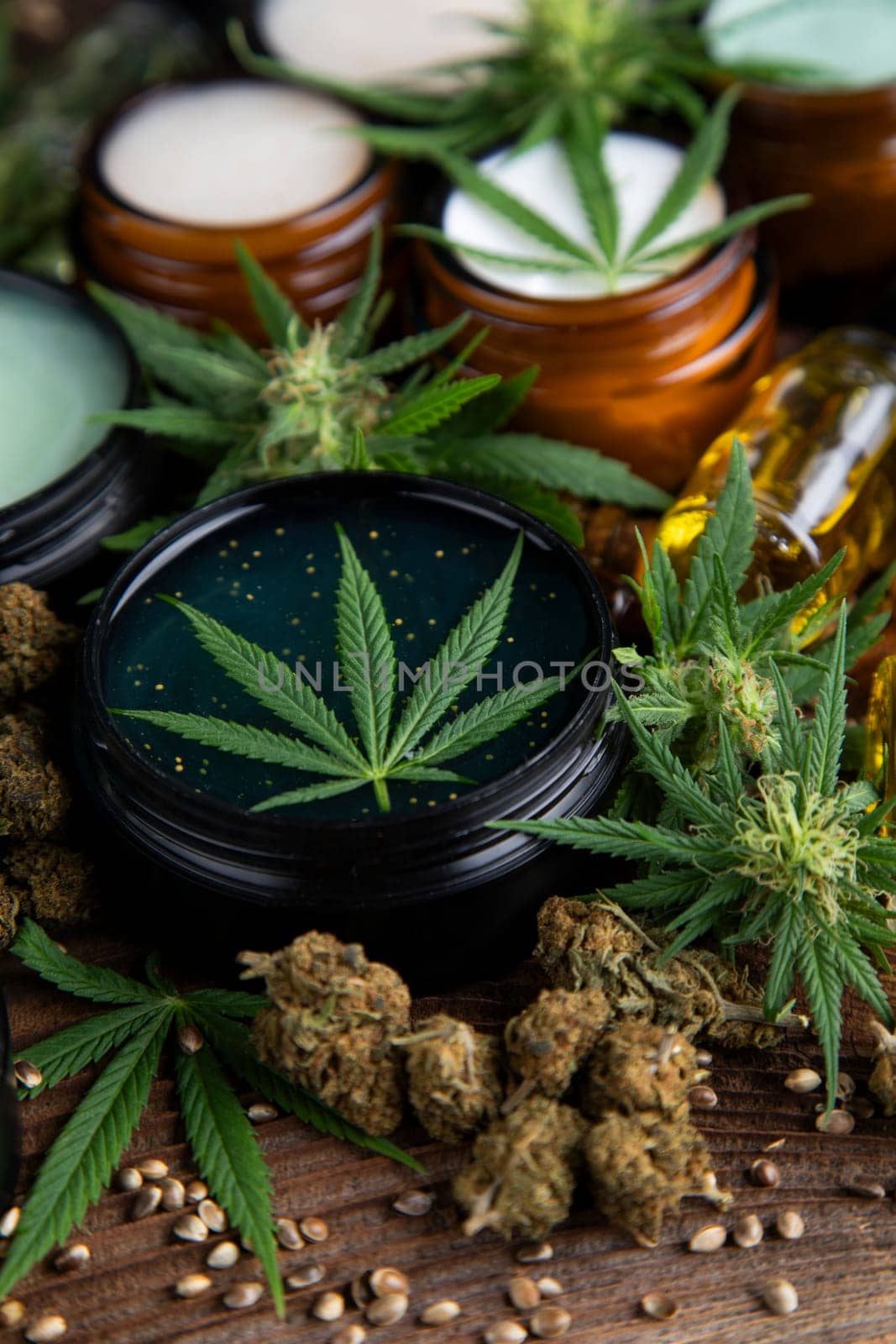 Cannabis cosmetics oil and medical marijuana