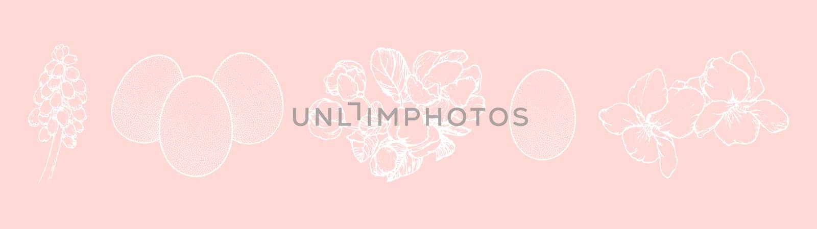 Graphical spring set isolated on pink background