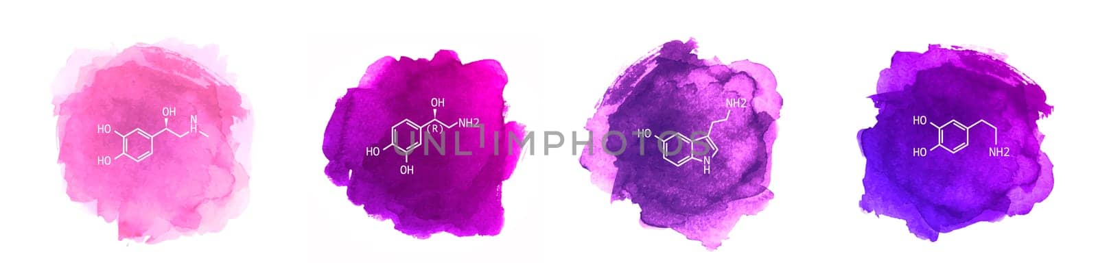 Neurotransmitters vector illustration on watercolor