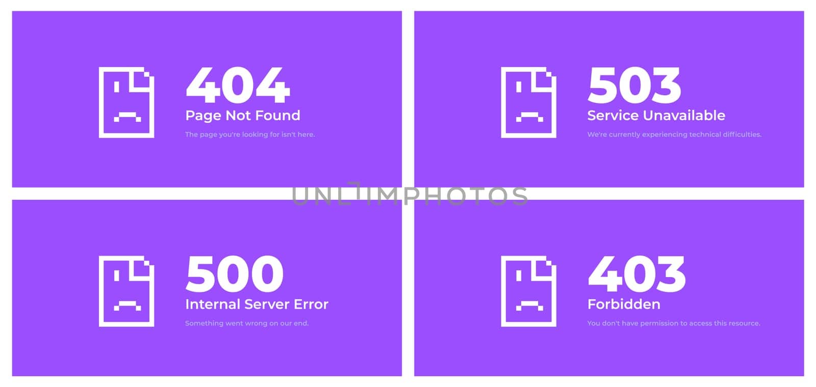 Web error pages layout vector design illustration