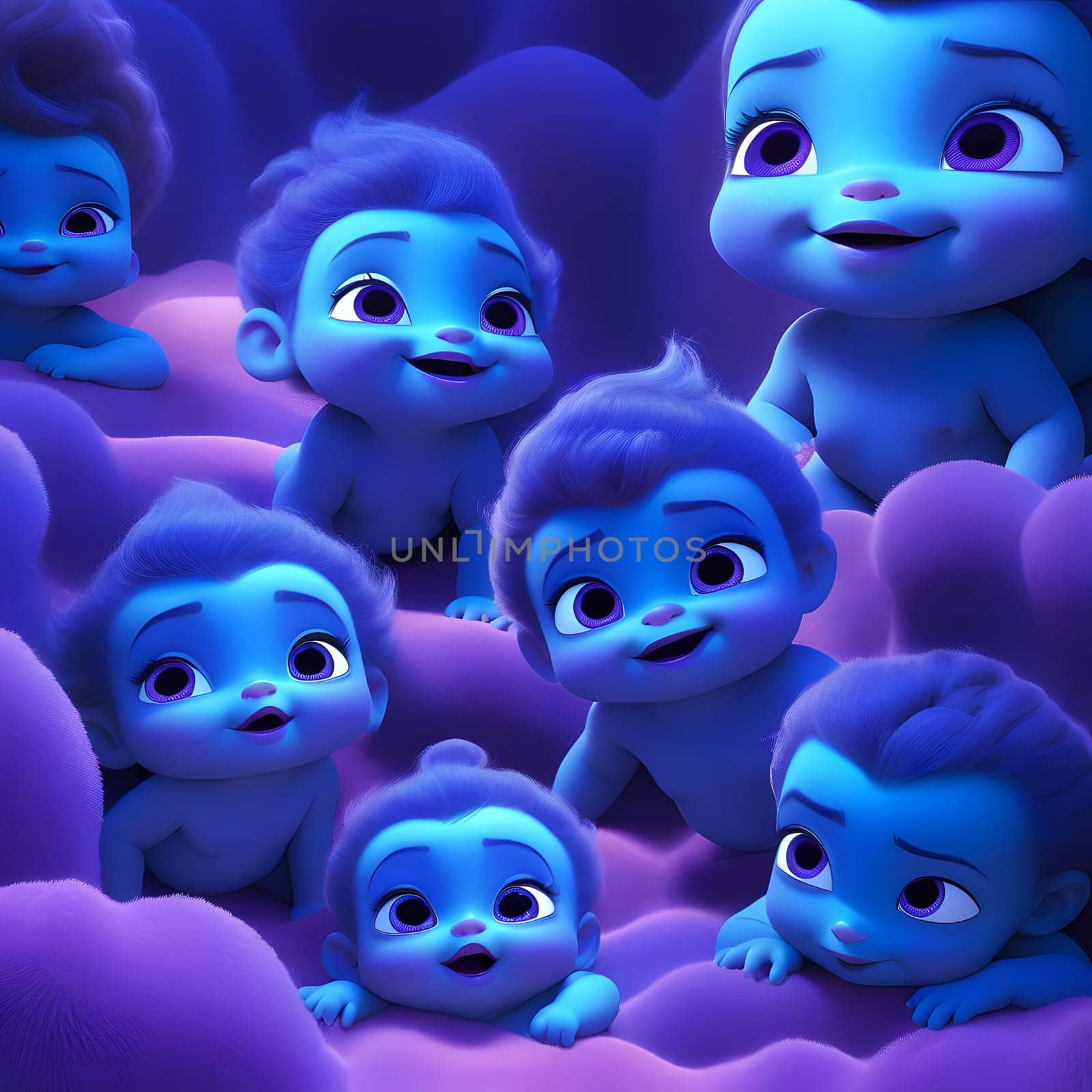 cute little babies look into the camera