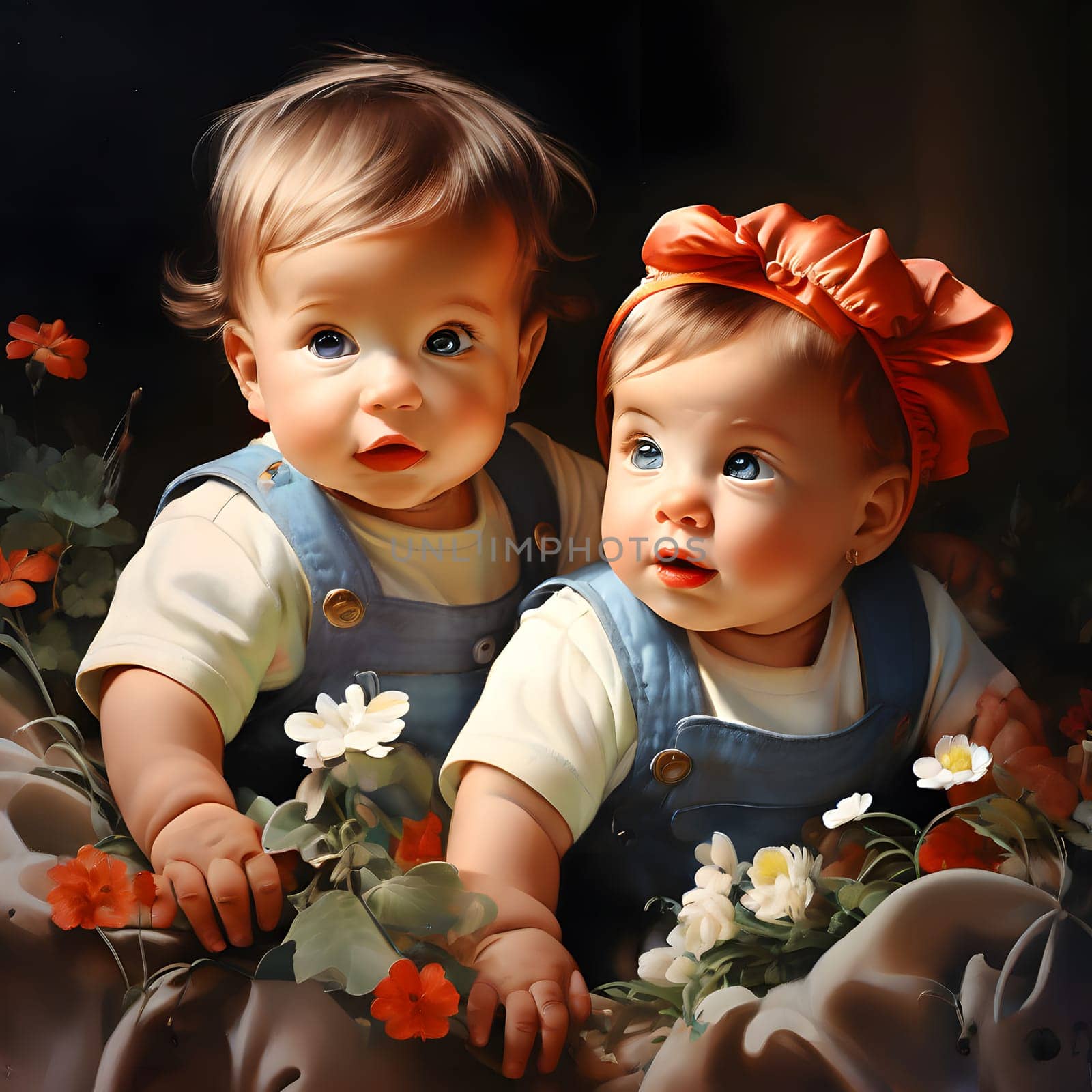 cute little babies look into the camera