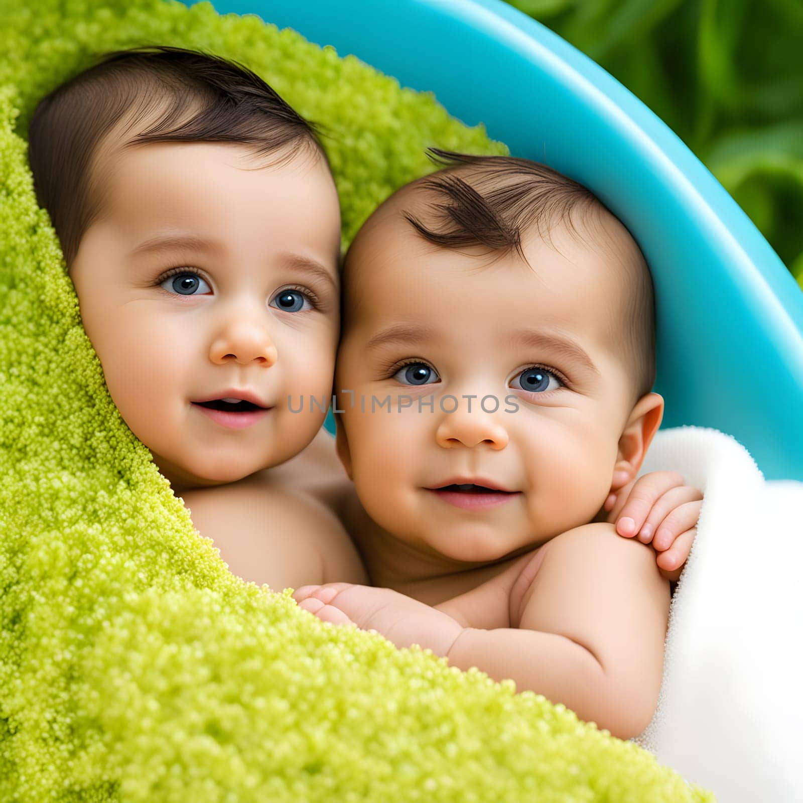 cute little babies look into the camera
