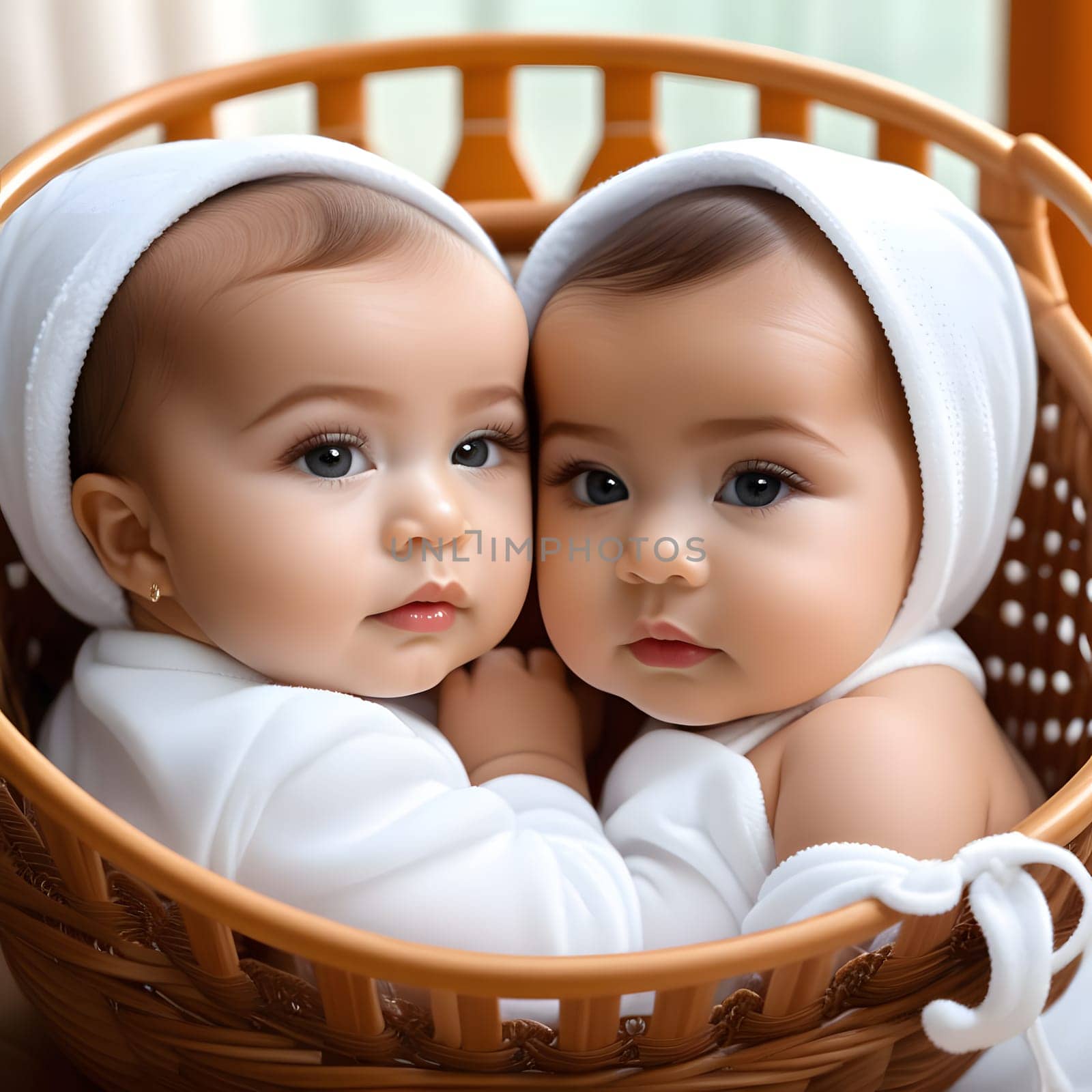 cute little babies look into the camera