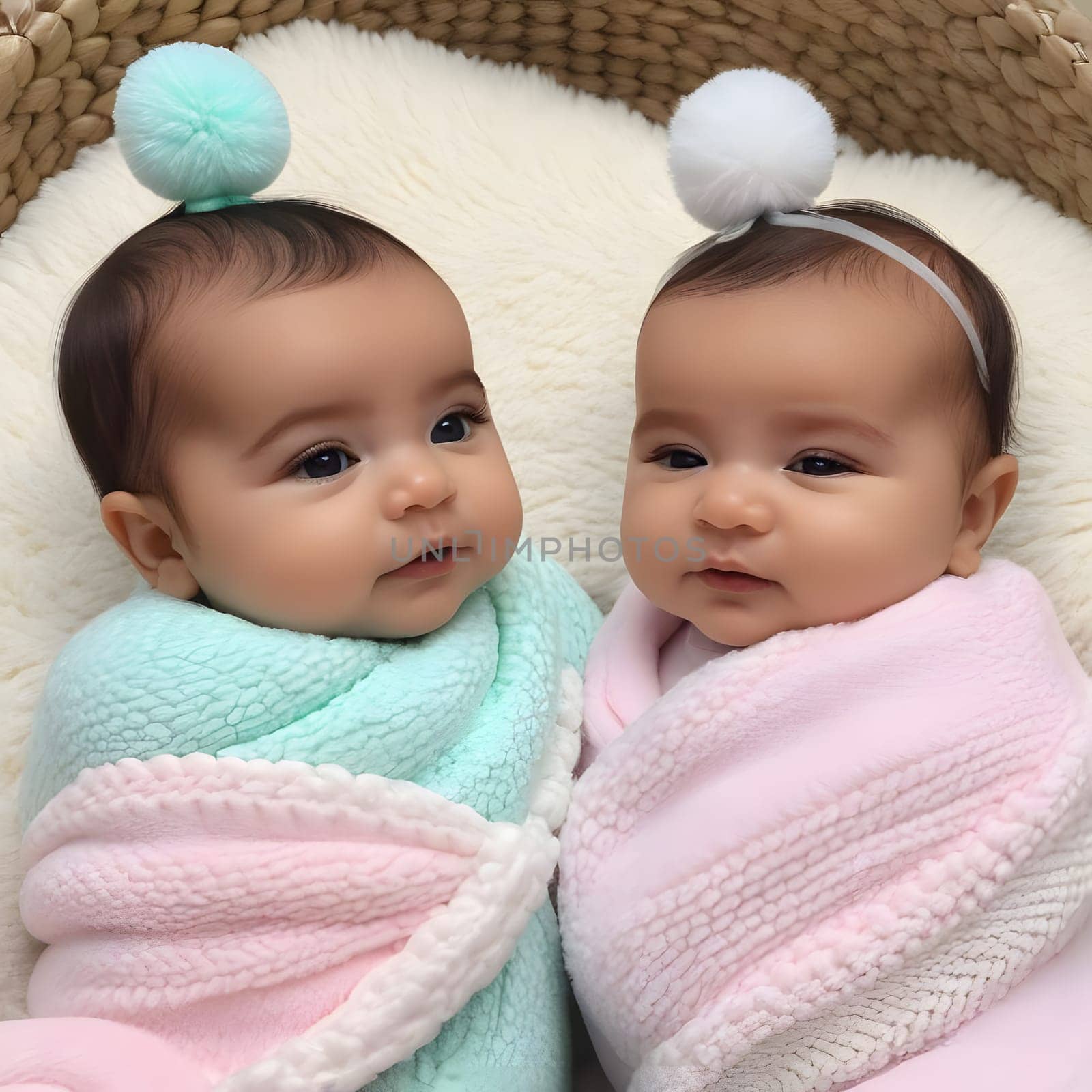 cute little babies look into the camera