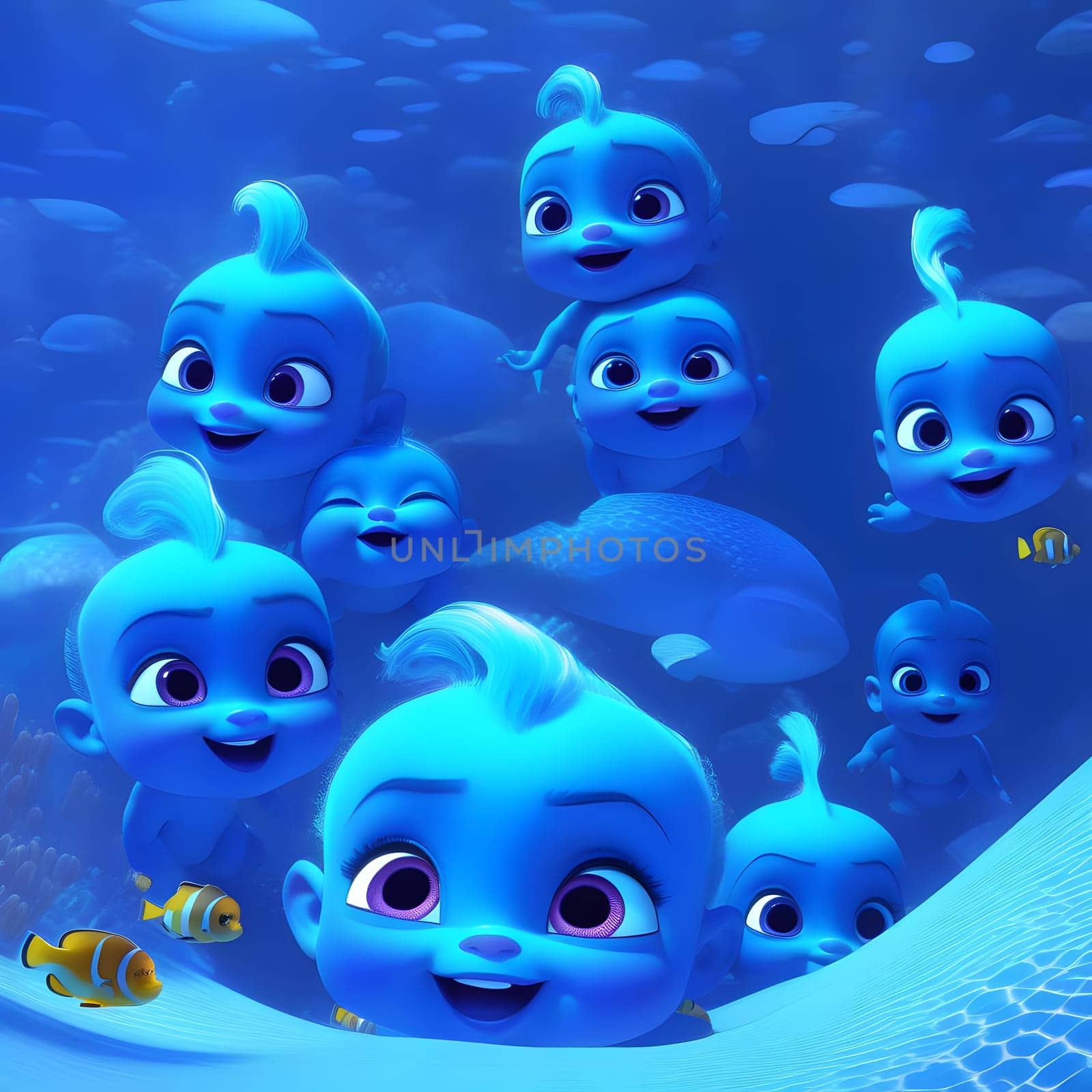 cute little babies look into the camera