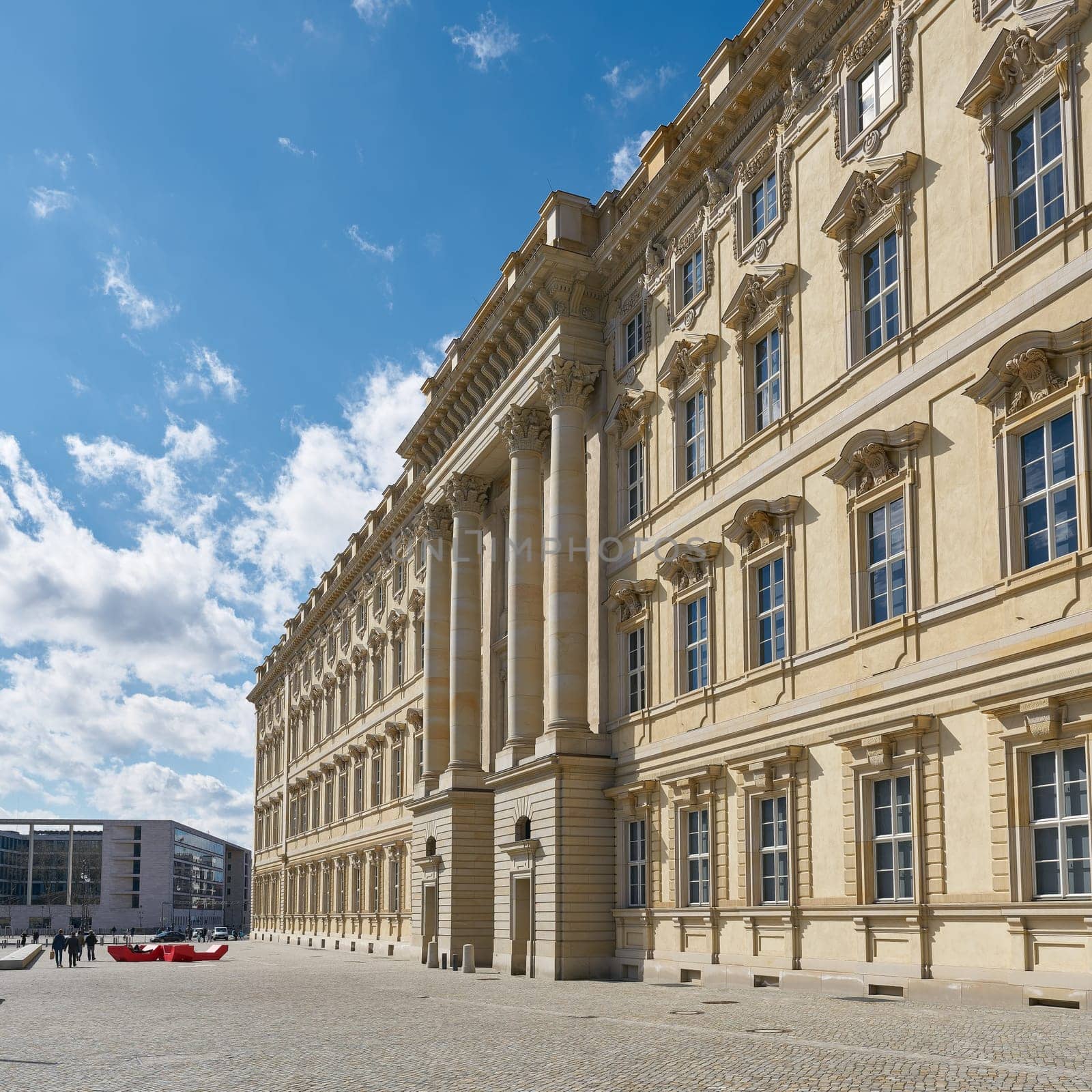 View of the newly built Humboldt Forum from the Rathausbrücke in Berlin-Mitte in Germany