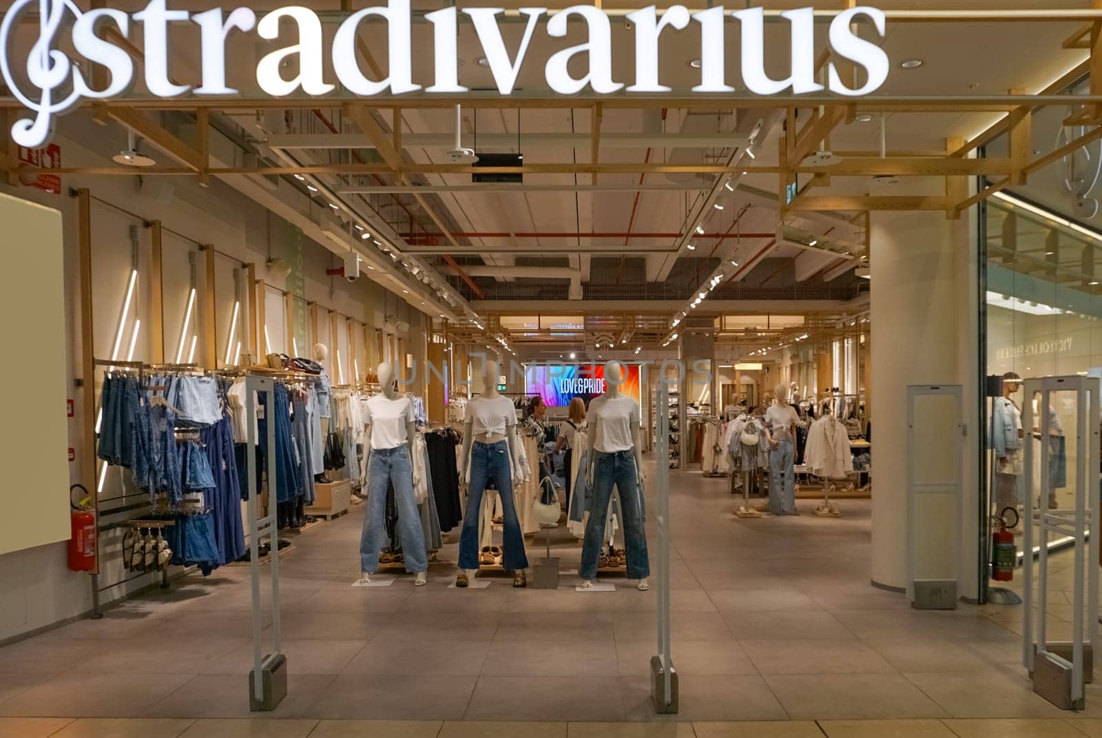 Rimini, Italy - June 25, 2024: Signage from a Stradivarius store at Rimini at Italy