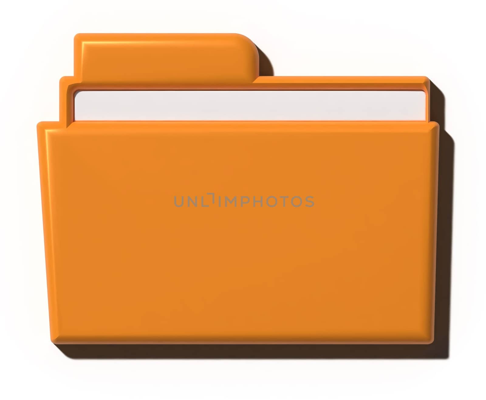 Yellow folder with shadow on isolated background. 3D rendering illustration
