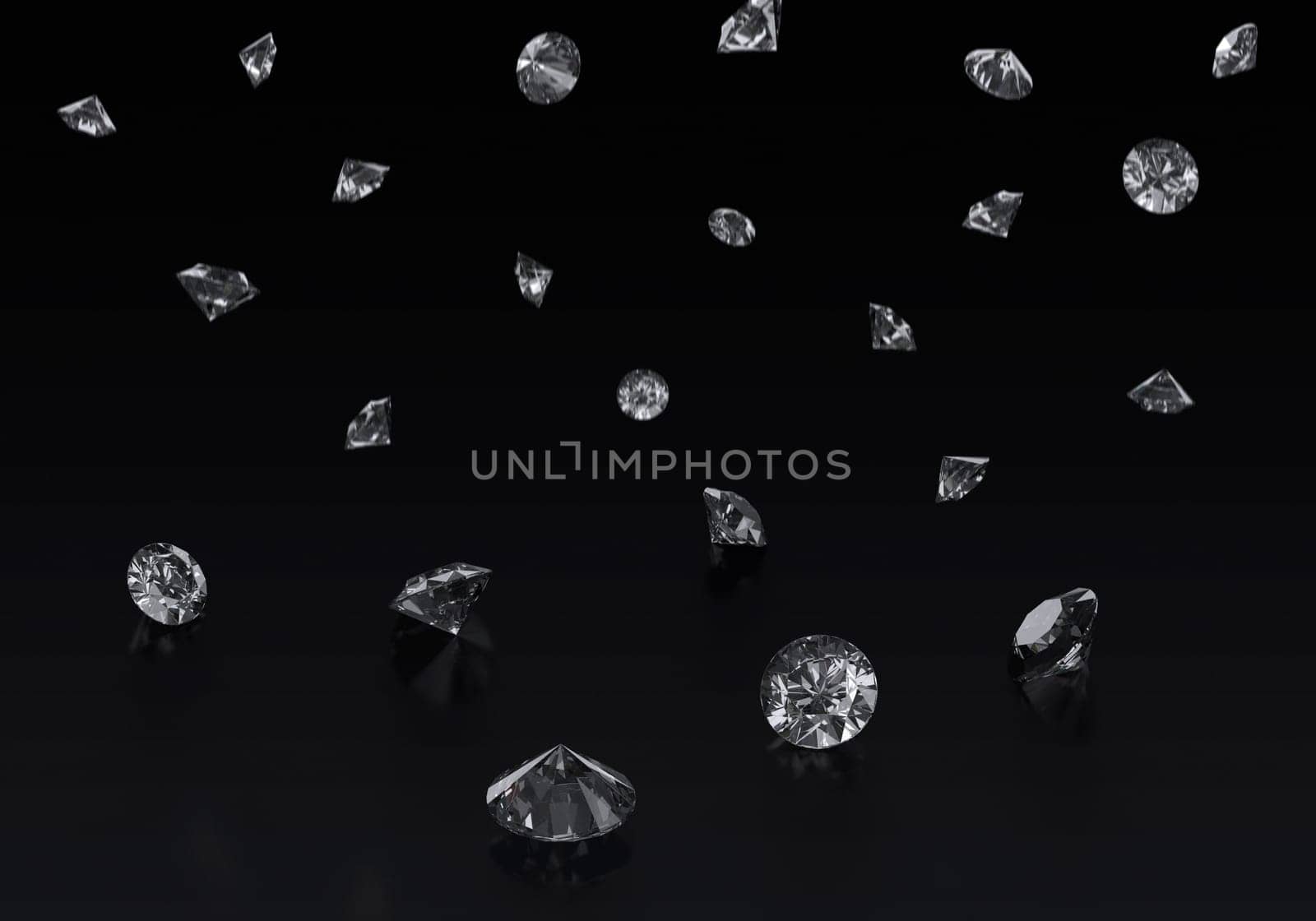Dazzling diamond floating in mid air on dark background. of the concept of luxury, wealth and jewellery industry