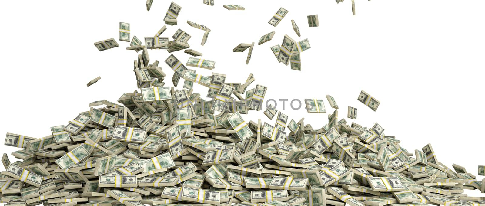 3d illustration falling us dollar bills isolated  transparent backdrop