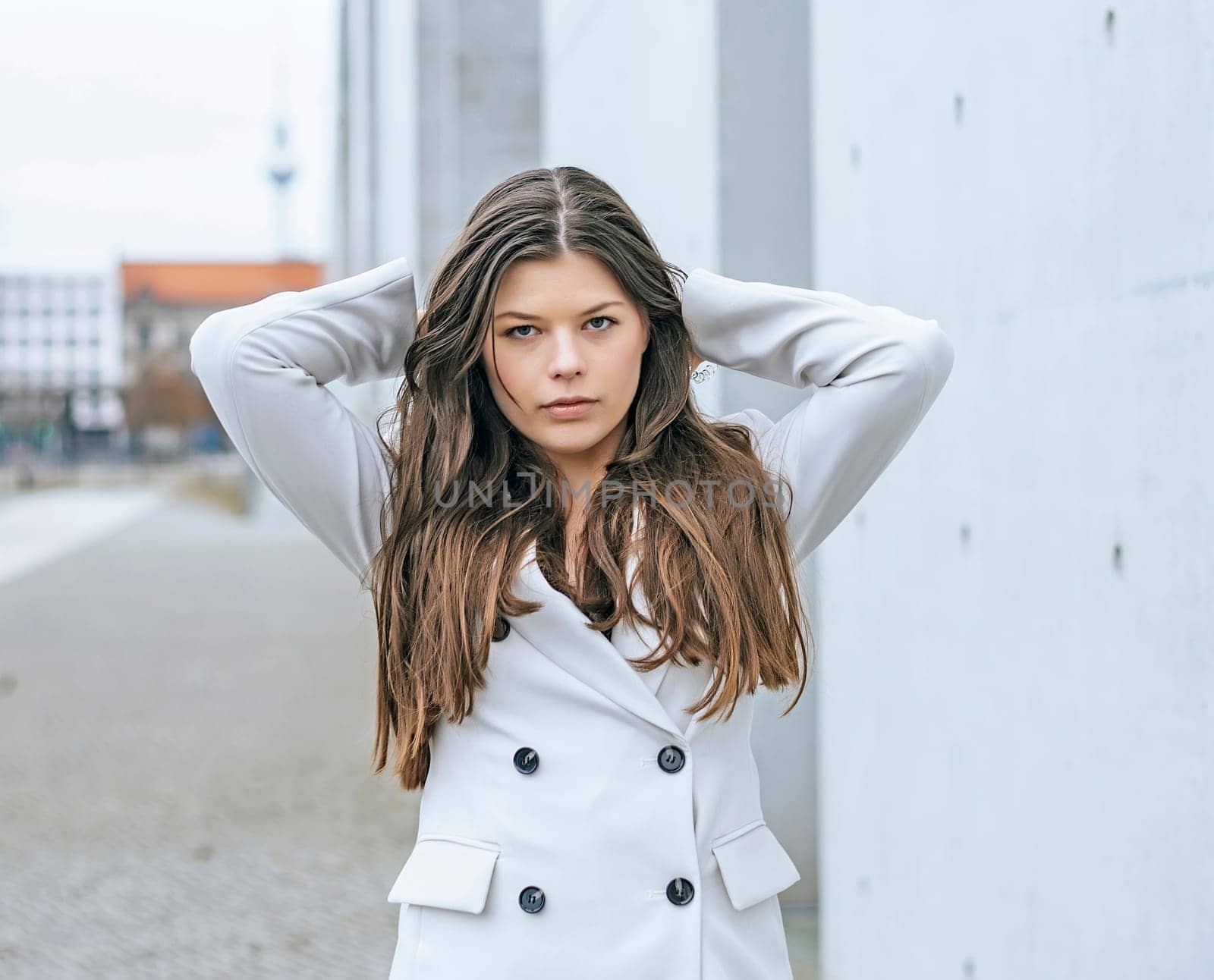 sensual young woman in the city
