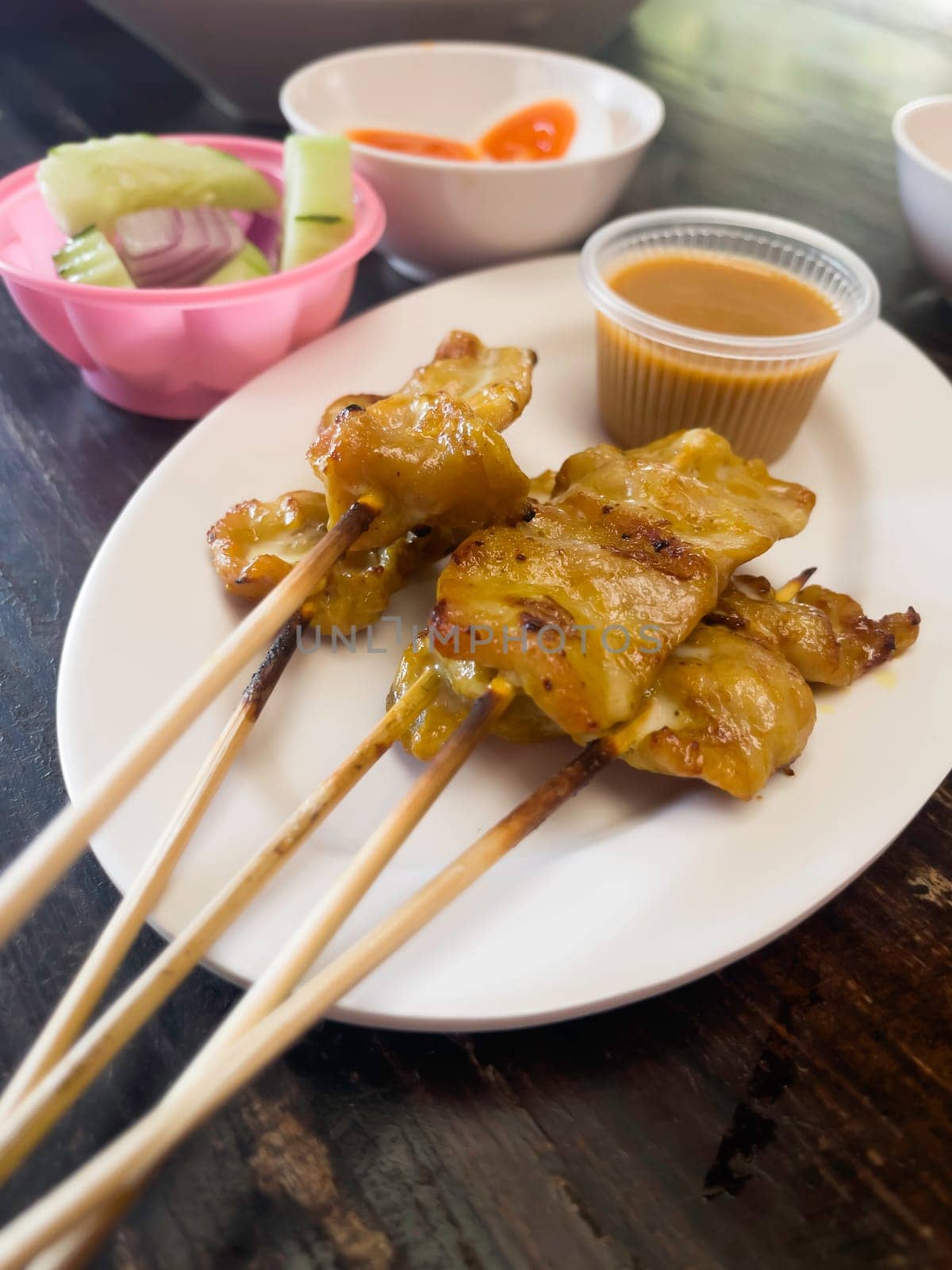Street food pork satay thai cuisine, stock photo
