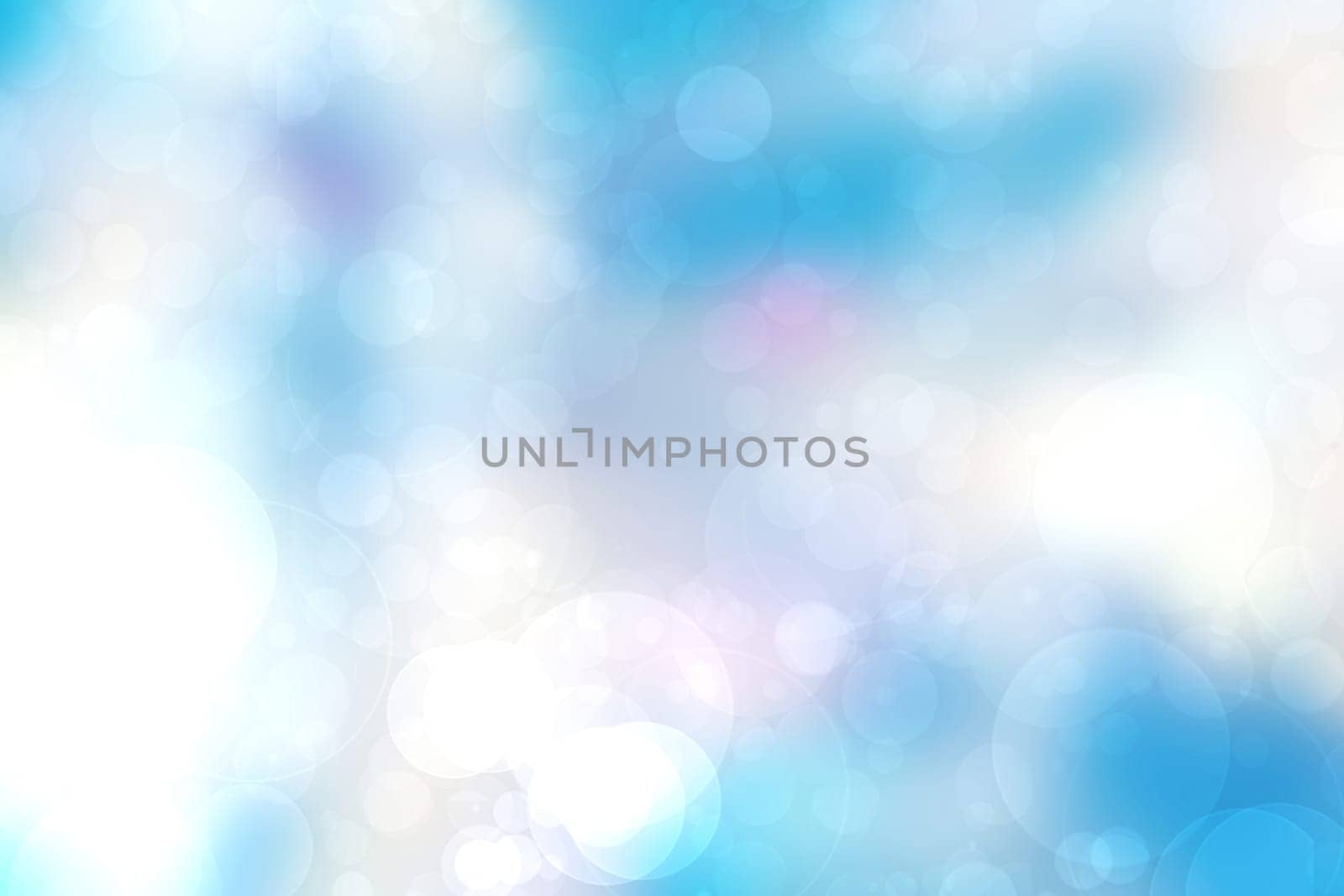 Abstract blurred fresh vivid spring summer light delicate pastel blue turquoise white bokeh background texture with bright circular soft color lights. Card concept. Beautiful backdrop illustration.