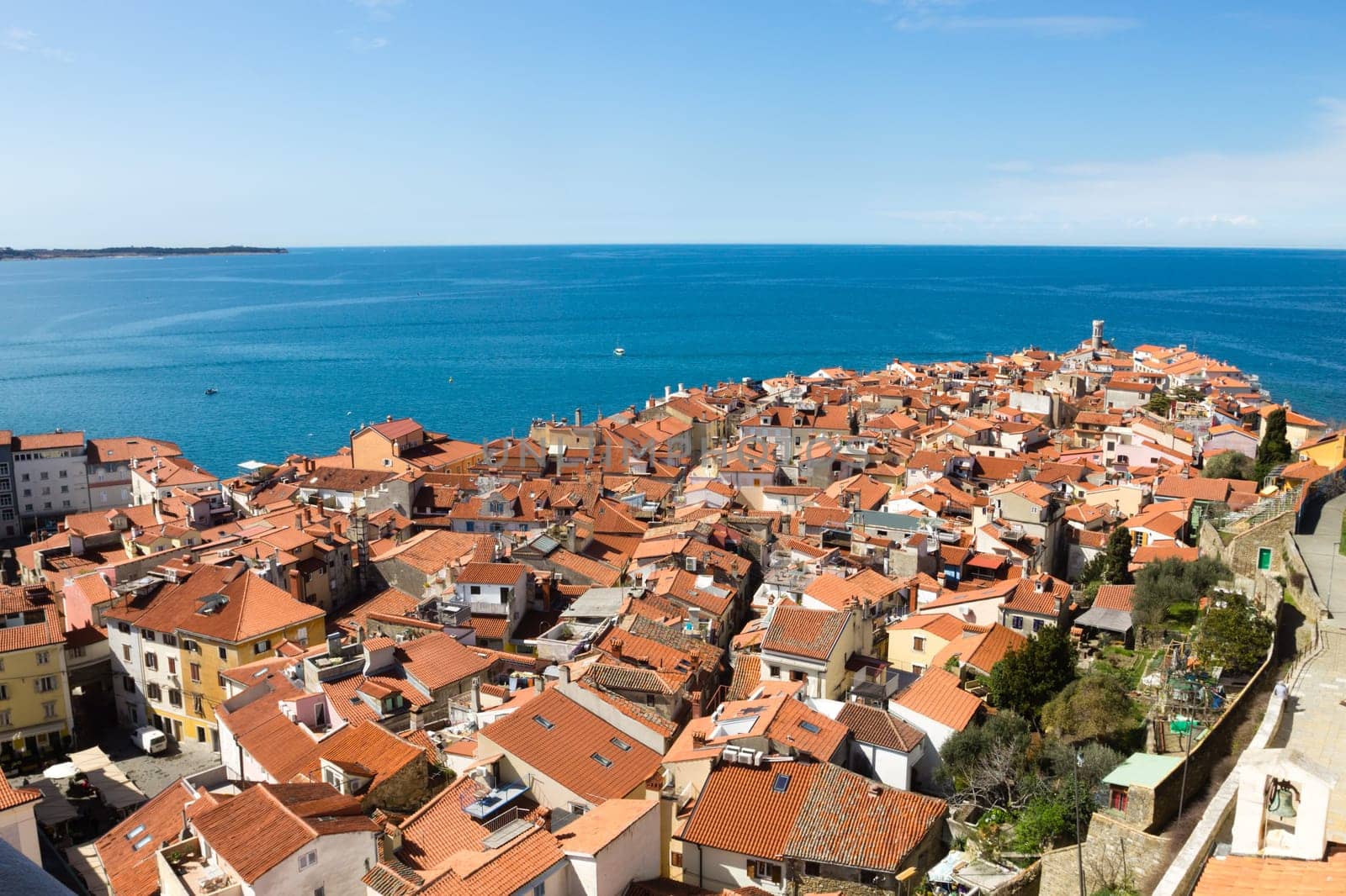 Piran medieval town aerial view, Slovenia. Istria landmark