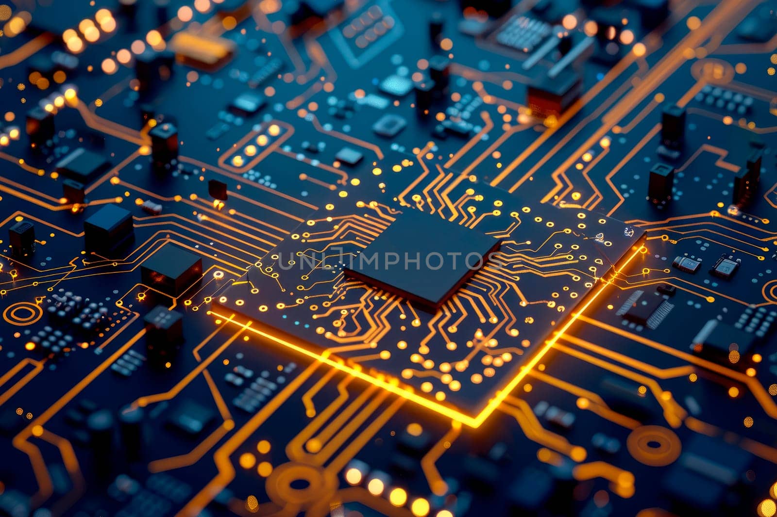 Circuit board, technology background. Central Computer Processors CPU concept. Motherboard digital chip, tech science background. Integrated communication processor.  AI generated