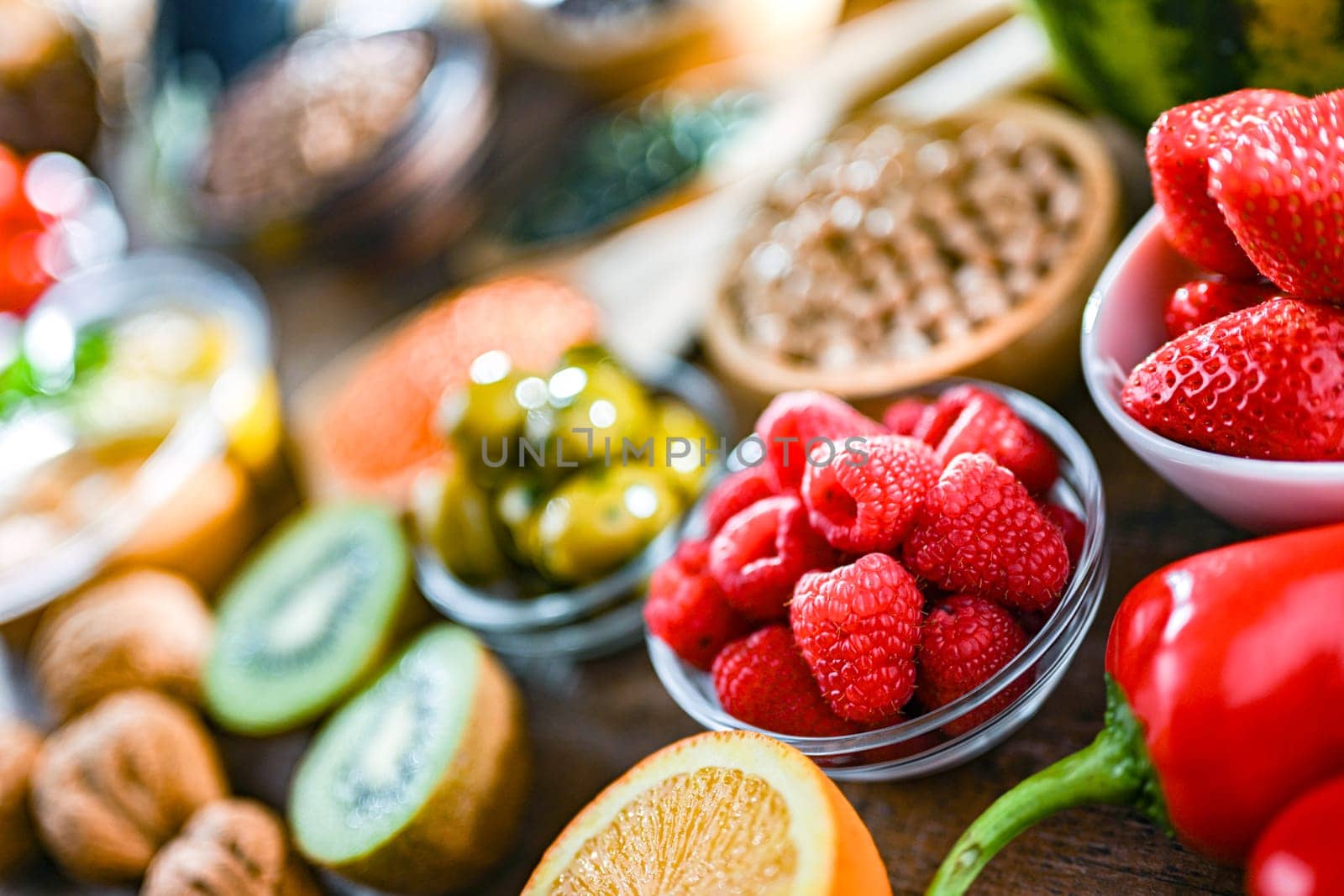 Food products representing the vegan diet. Veganism.