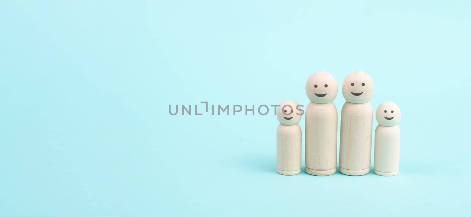 Happy smiling parents with two children, relationship in family, care and security concept, charity and insurance, lifestyle