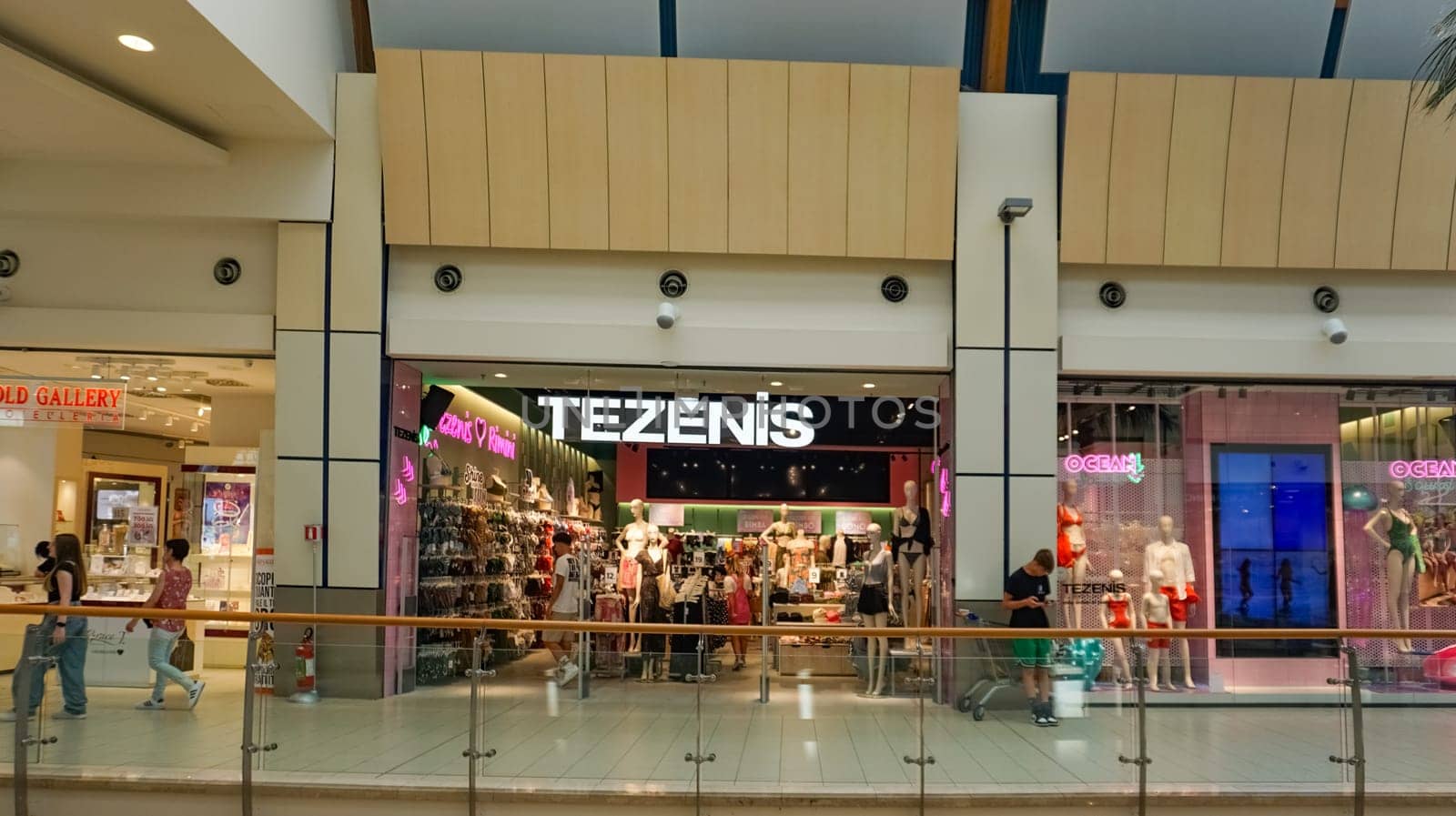 Rimini, Italy - June 25, 2024: Le Befane Centre of Commerce. This is the biggest shopping center in Rimini. Unidentified people are shopping.