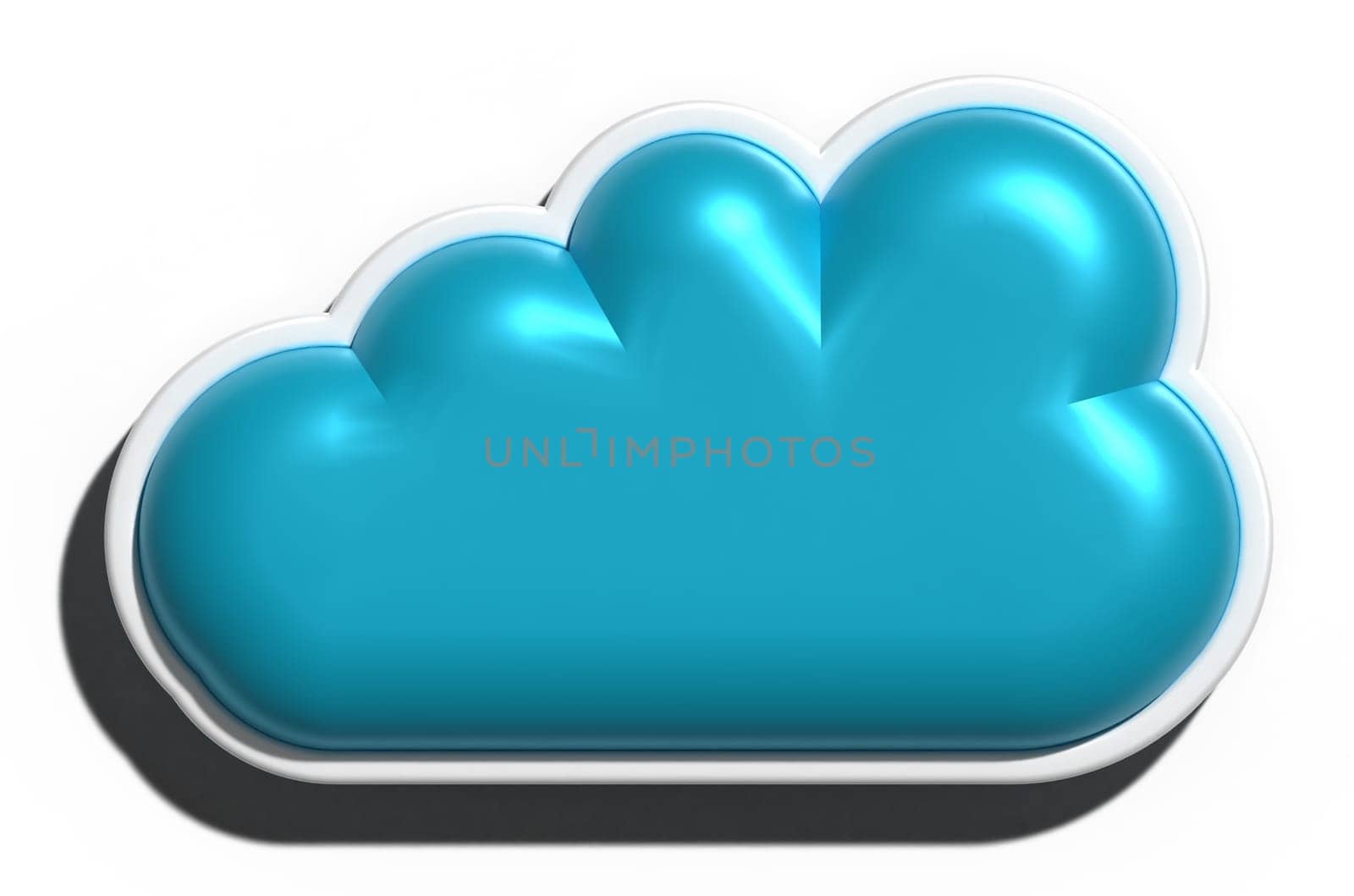 Blue volumetric cloud on an isolated background, 3D rendering illustration