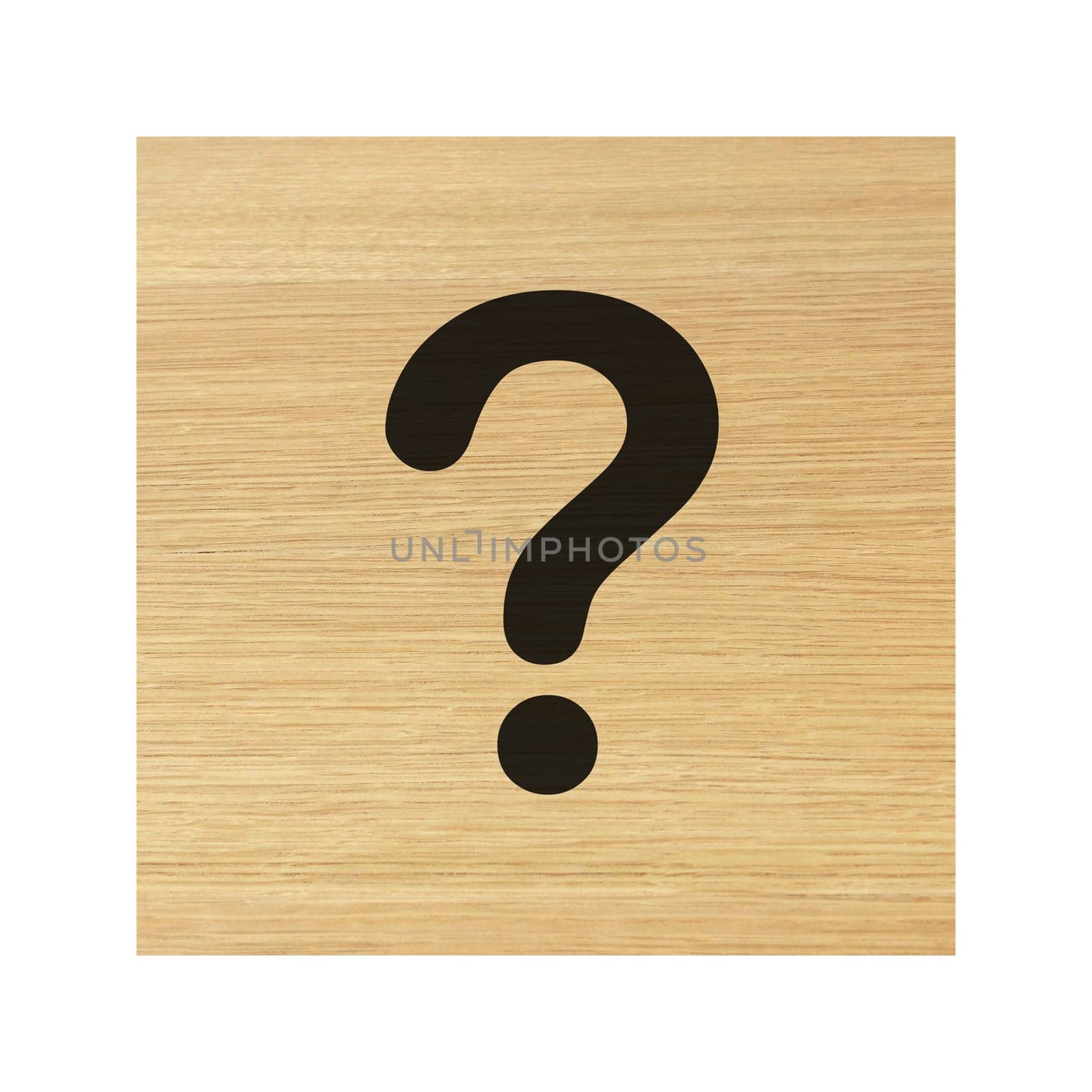 A Question mark wood block on white with clipping path