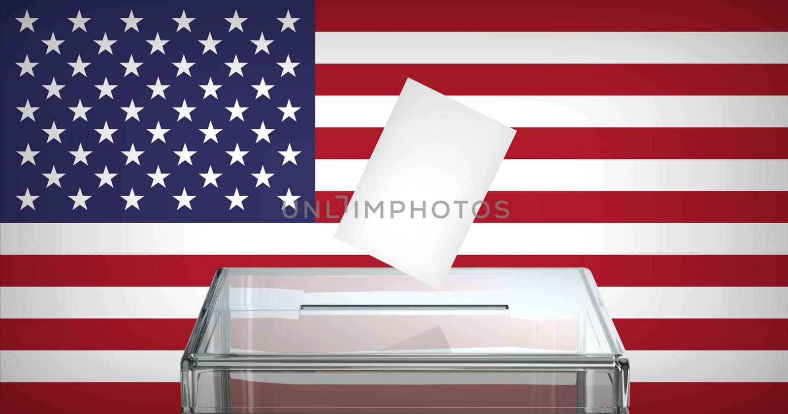 Concept image for election in the United States of America, ballot box with voting paper