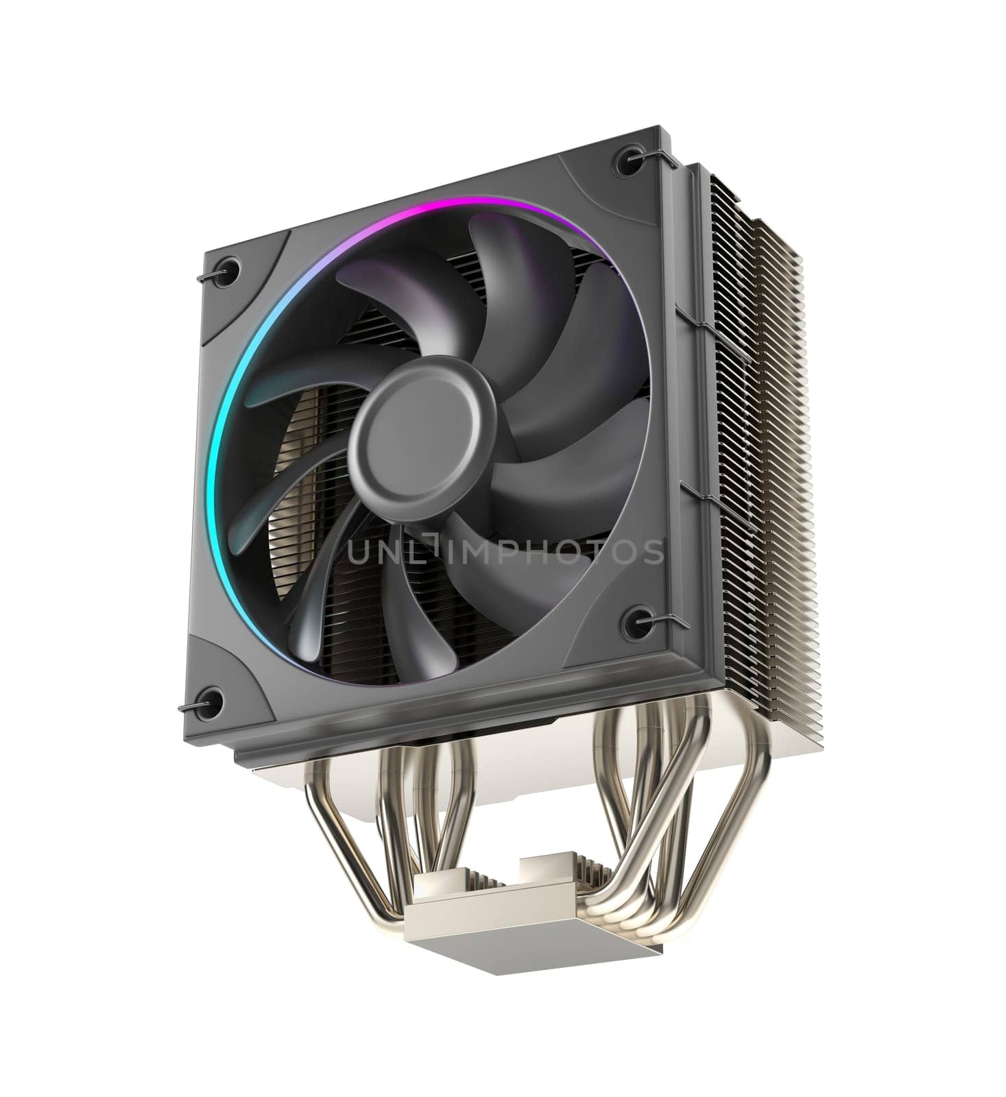 High performance computer processor air cooler on white background
