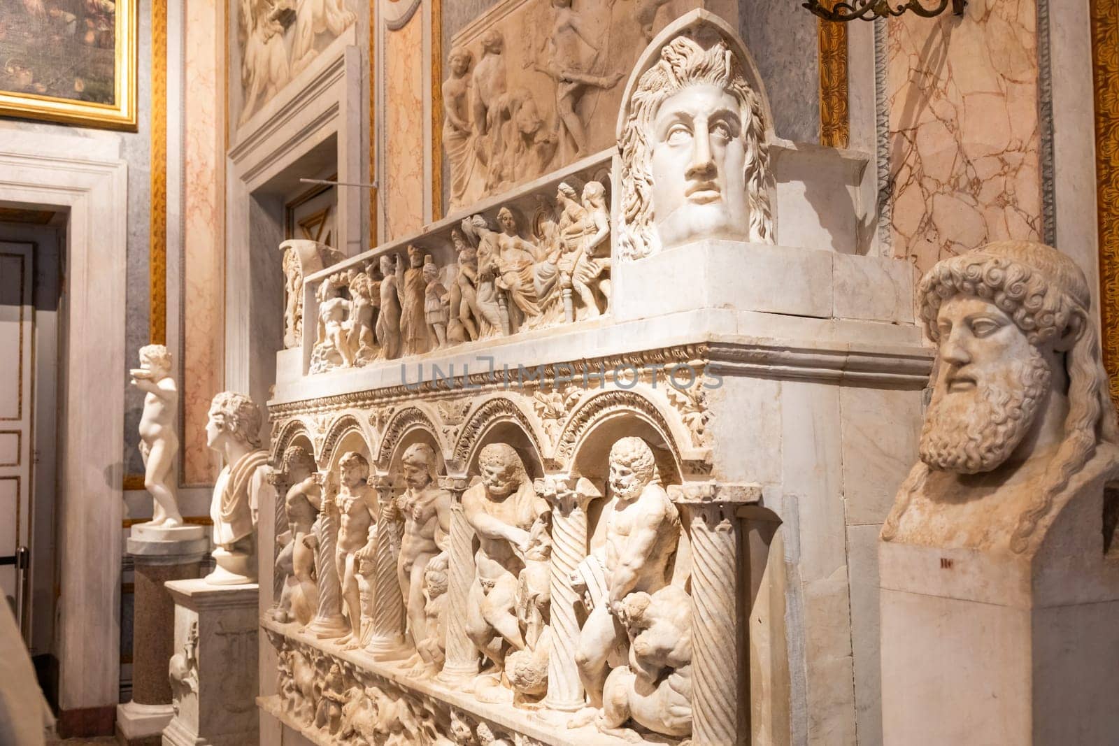 Rome, Italy - 28 December 2023: interior of Galleria Borghese museum, nobody