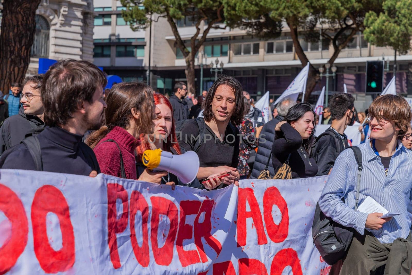Porto, Portugal: May 1, 2024: Celebration and Protest of the May 1in Portugal, Labour Day, in Porto, Portugal