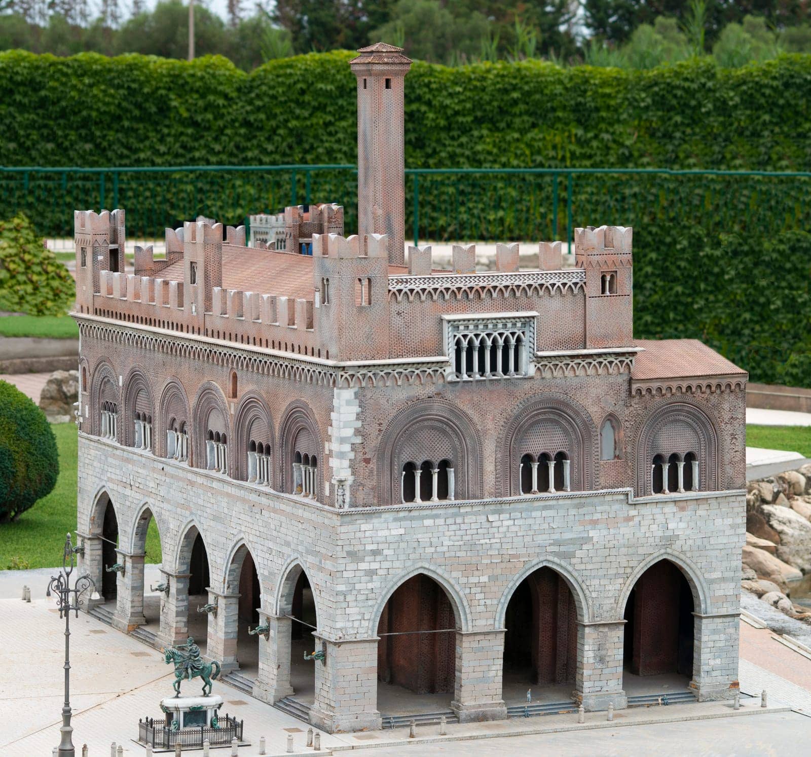 Viserba, Italy - June 25, 2024: Piacenza at Theme park Italy in Miniature or Italia in Miniatura in Rimini, Italy - Reproduction of famous attractions in a small scale