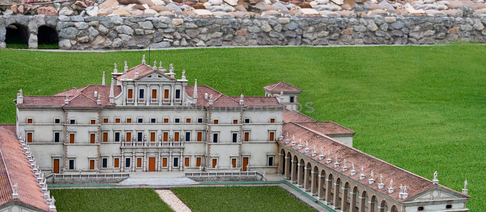 Viserba, Italy - June 25, 2024: Villa Manin at Theme park Italy in Miniature or Italia in Miniatura in Rimini, Italy - Reproduction of famous attractions in a small scale