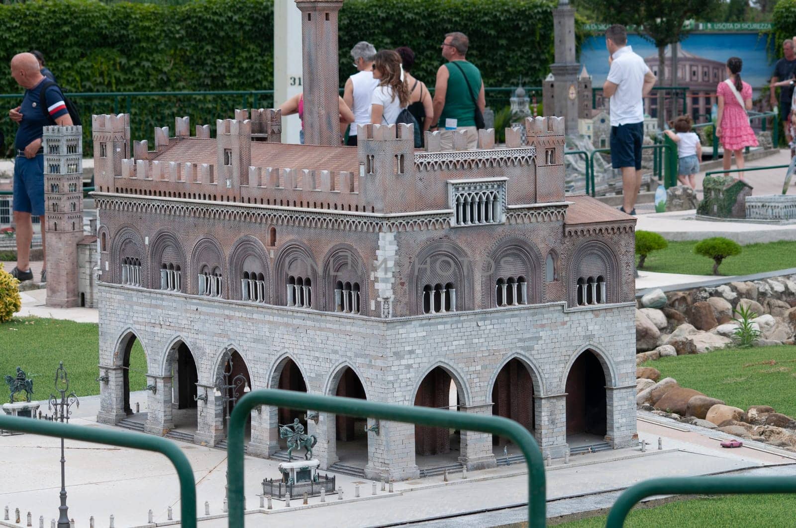 Viserba, Italy - June 25, 2024: Piacenza at Theme park Italy in Miniature or Italia in Miniatura in Rimini, Italy - Reproduction of famous attractions in a small scale
