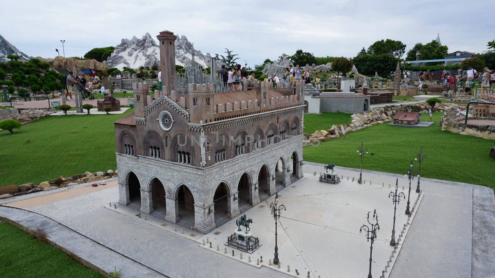 Viserba, Italy - June 25, 2024: Piacenza at Theme park Italy in Miniature or Italia in Miniatura in Rimini, Italy - Reproduction of famous attractions in a small scale