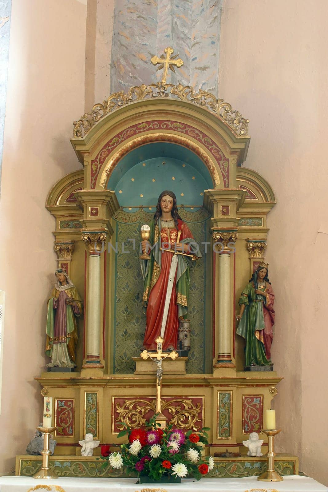 Altar of Saint Barbara in the parish church of the Assumption of the Virgin Mary in Pescenica, Croatia