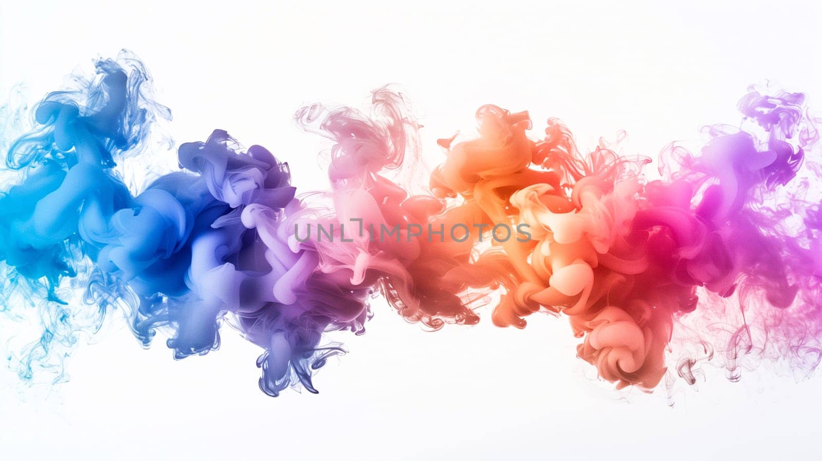 Colorful powder explosion cloud, rainbow vibrant color splash, paint holi dust, multicolor particles, isolated white background
