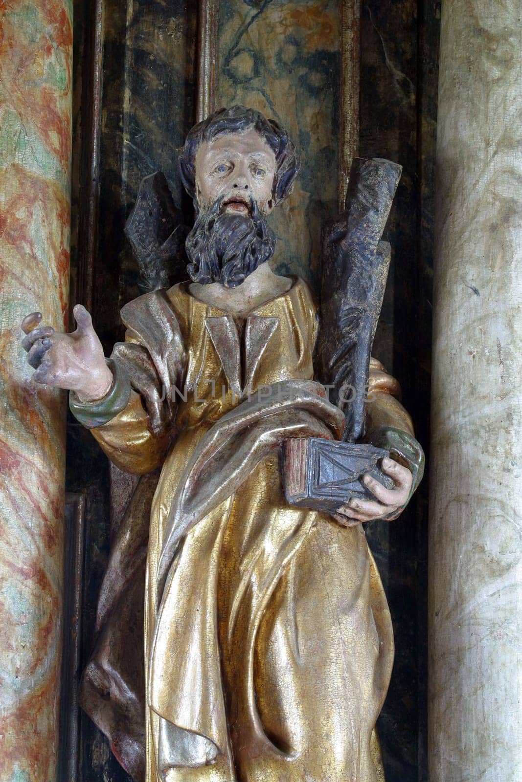 Saint Andrew, statue on the main altar in the Saint George chapel in Lijevi Stefanki, Croatia