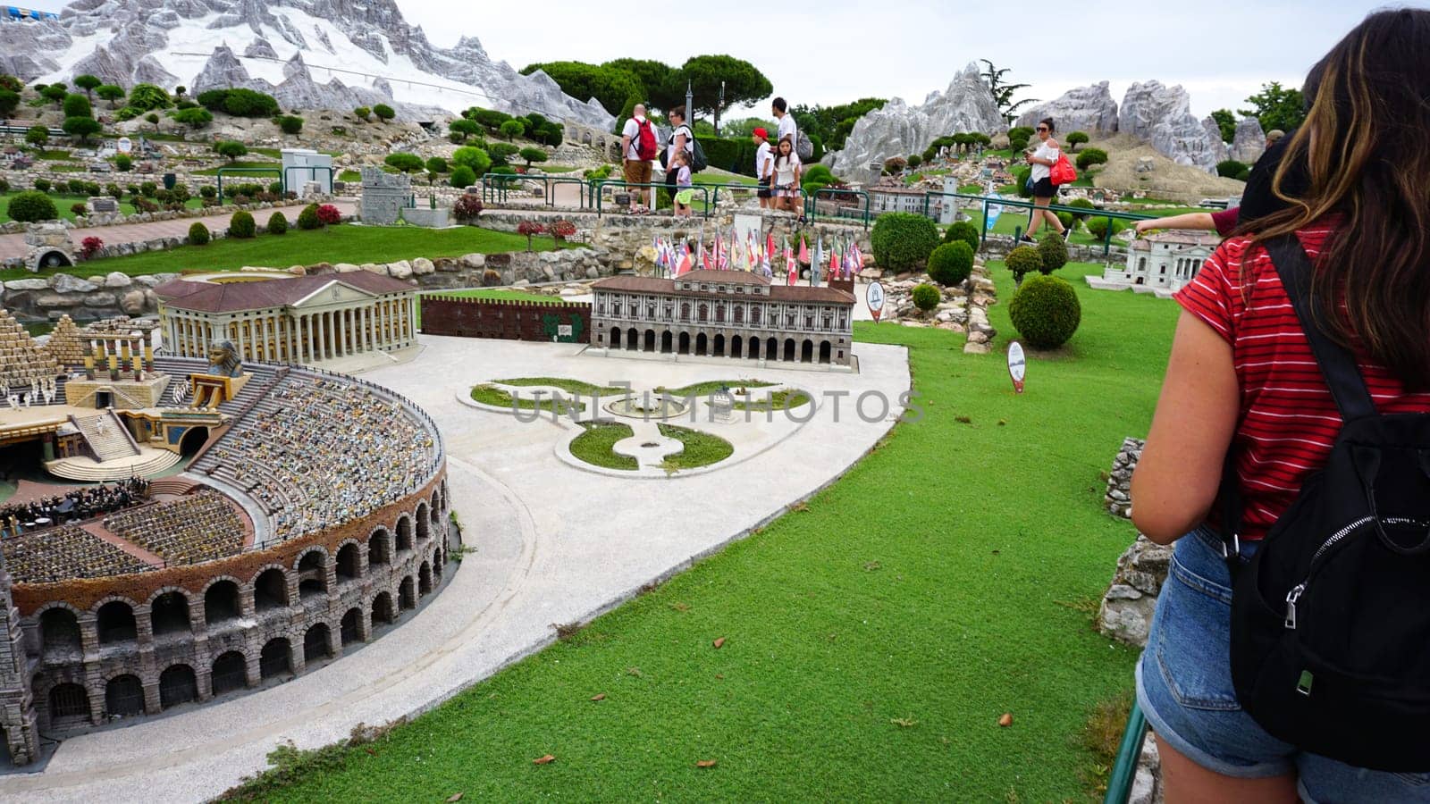 Viserba, Italy - June 25, 2024: Arena at Verona at Theme park Italy in Miniature or Italia in Miniatura in Rimini, Italy - Reproduction of famous attractions in a small scale