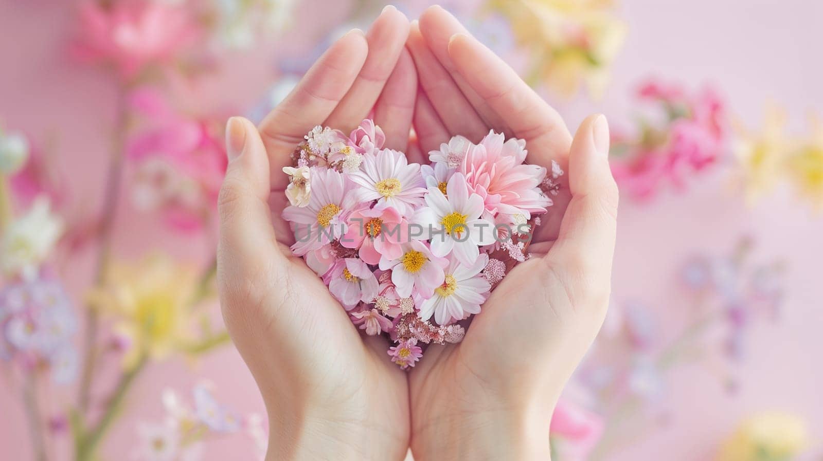 Heart with flowers, love and emotion concept, good hearted person, help and charity, mother day