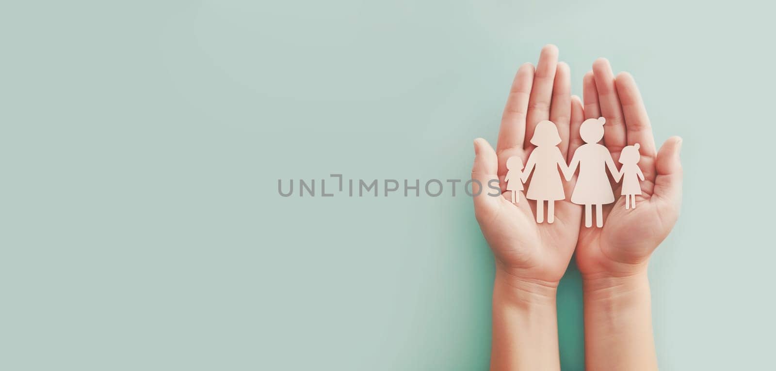 Hands holding three generations of a family, child, mother and grandmother, love, connection and emotional support