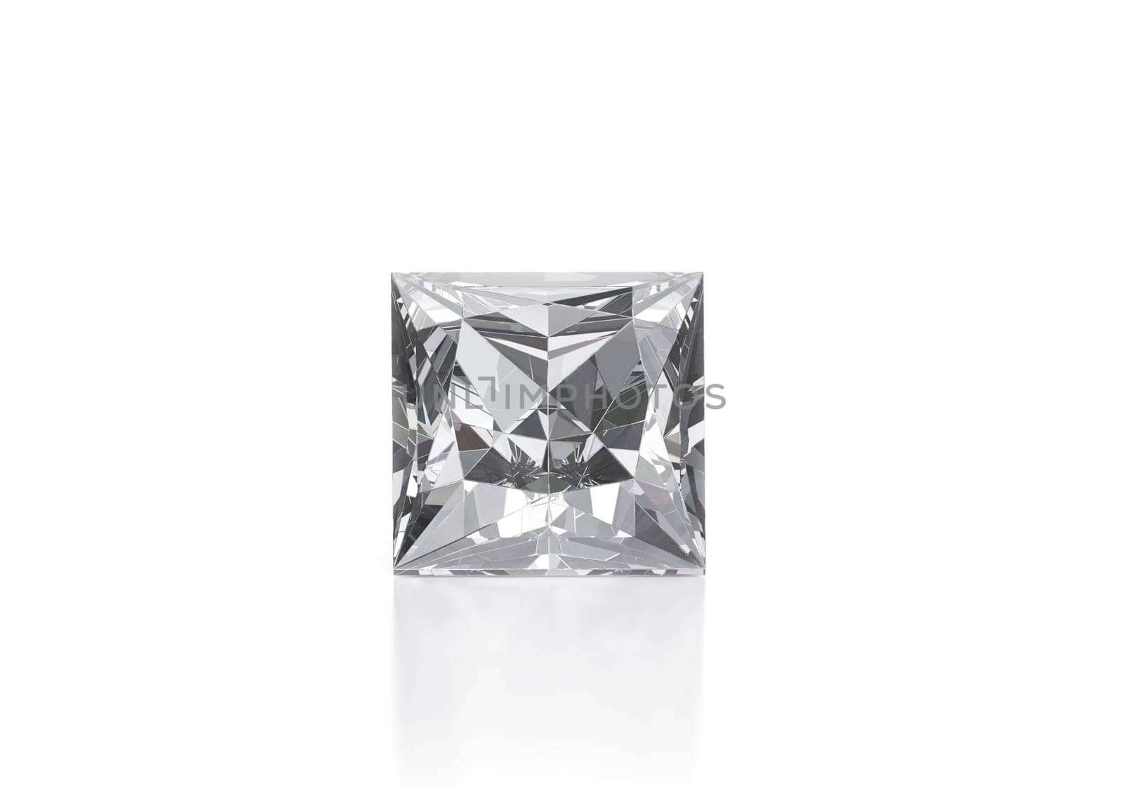 Diamond with reflection on white background
