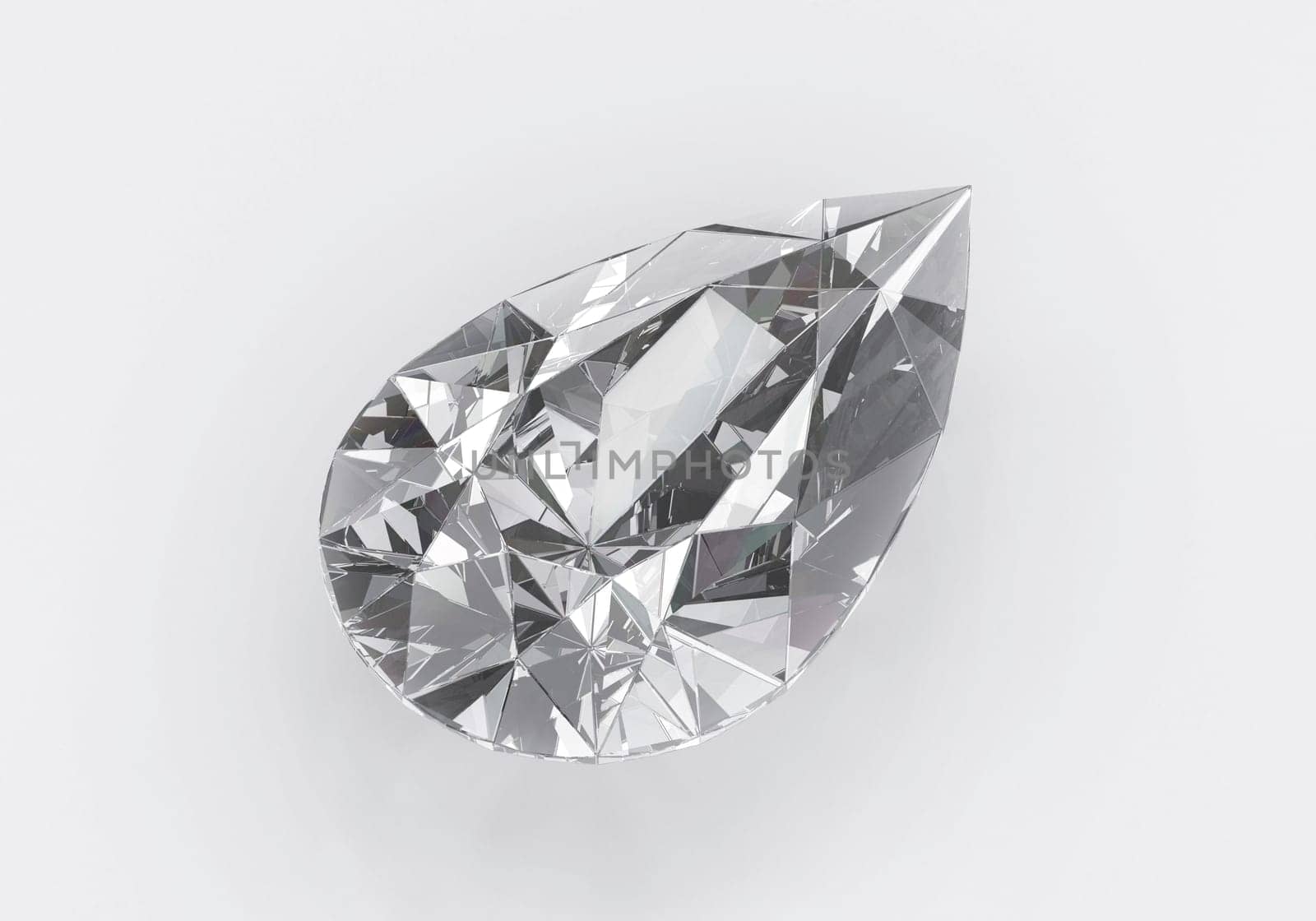 Diamond with reflection on white background