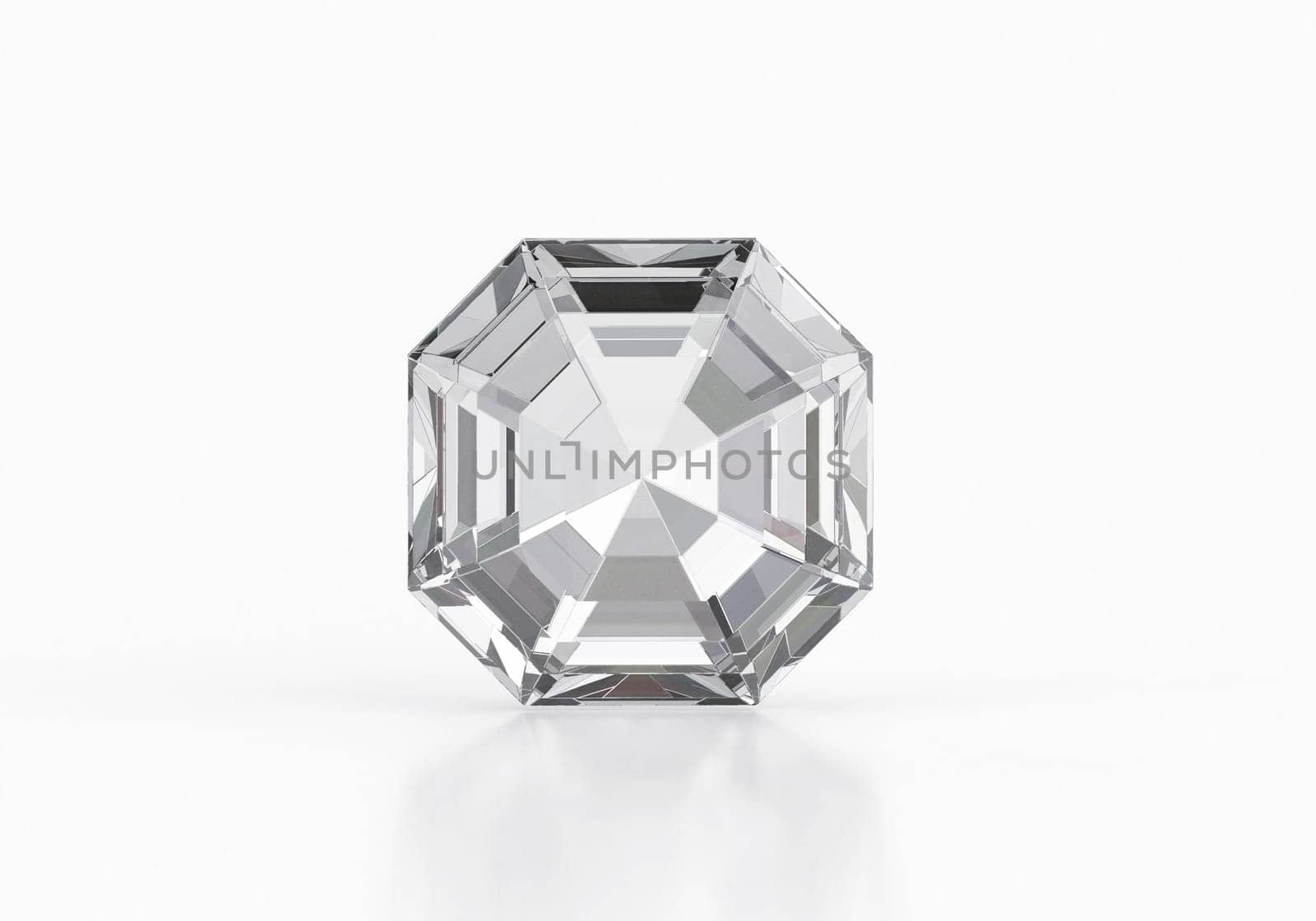 Diamond with reflection on white background