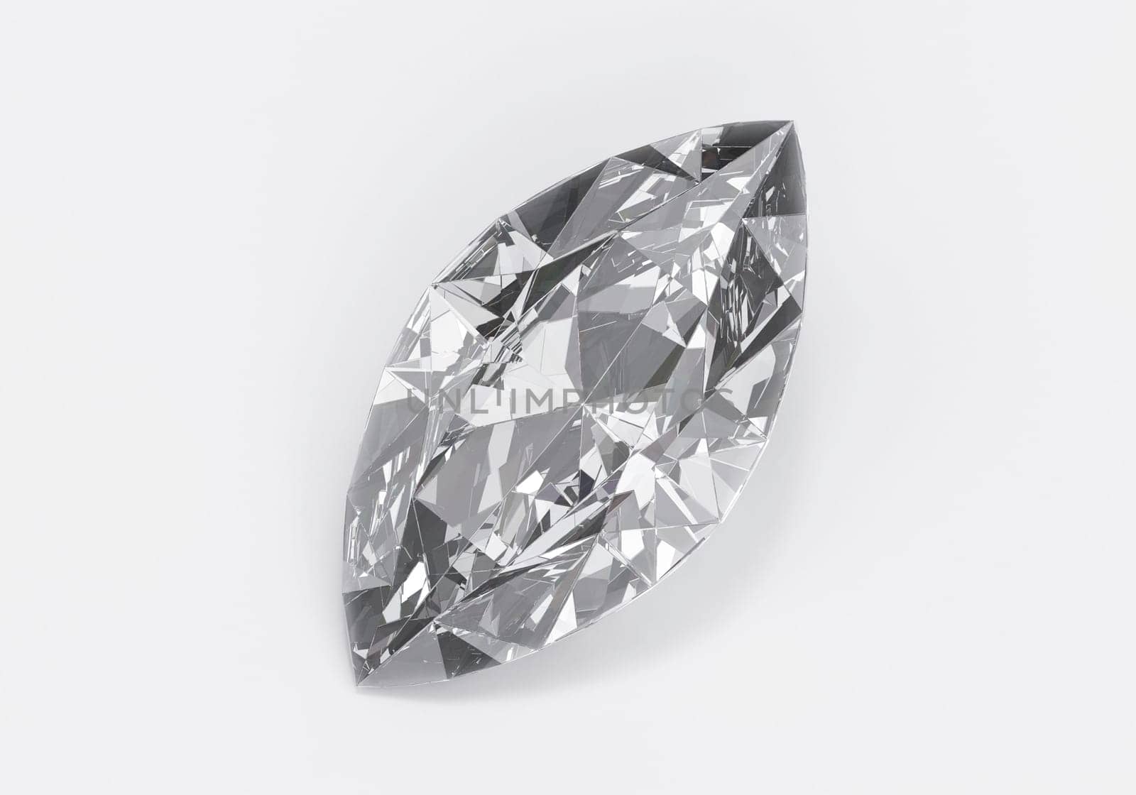 Diamond with reflection on white background
